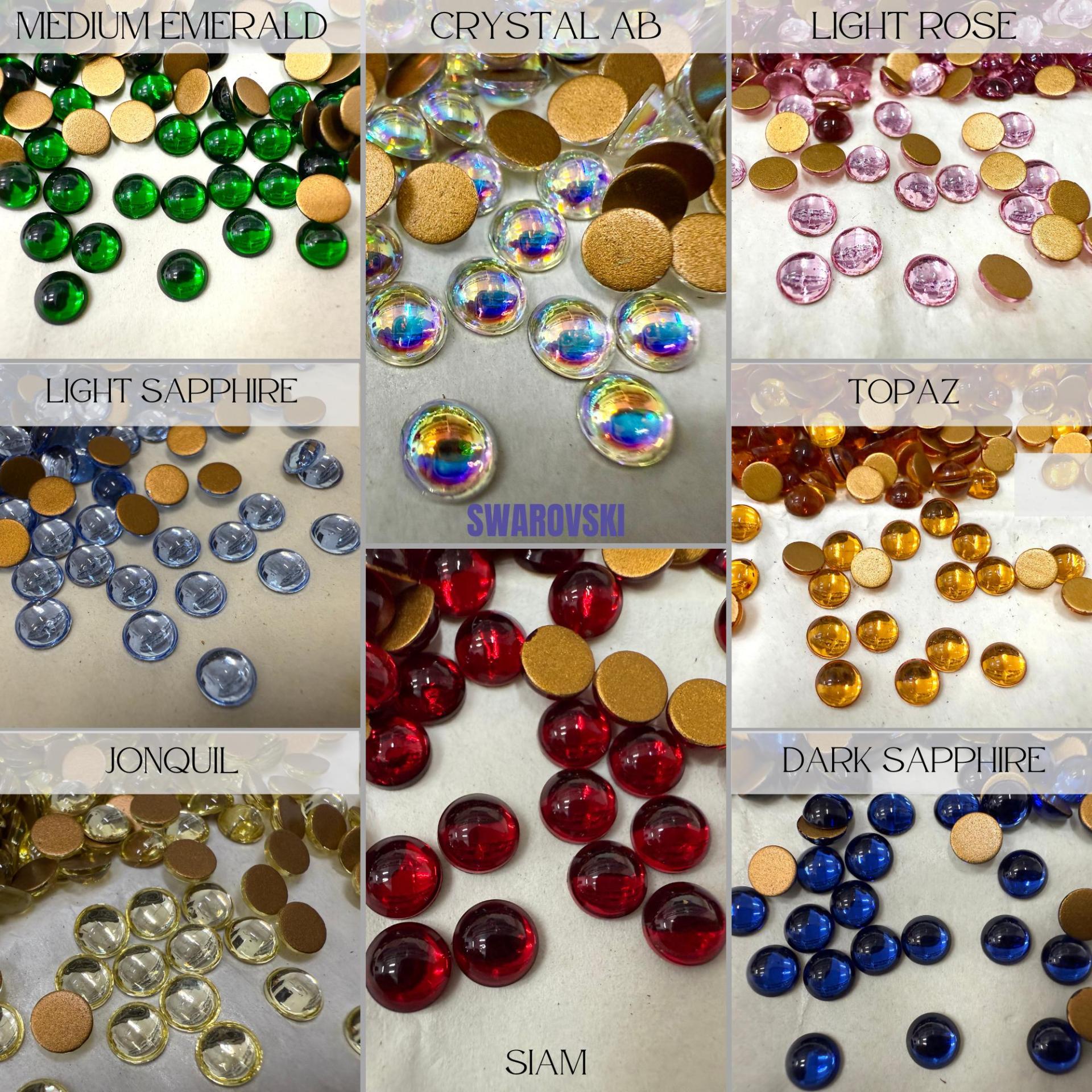 Swarovski 5mm Round Cabochon Cabs foiled Fuchsia Article # 2090/4 Vintage Flat Back JEWELRY COMPONENTS