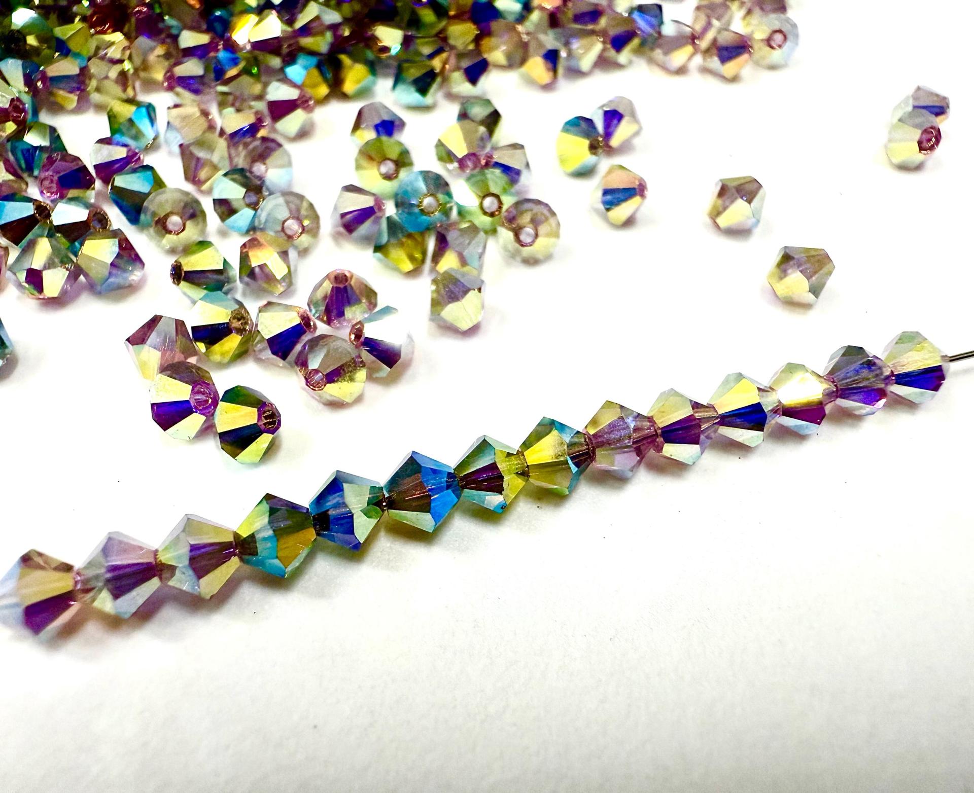 4mm Preciosa Mix colors Aurore Boreale Bicones Beads PREMIUM MATERIALS embroidery materials jewelry