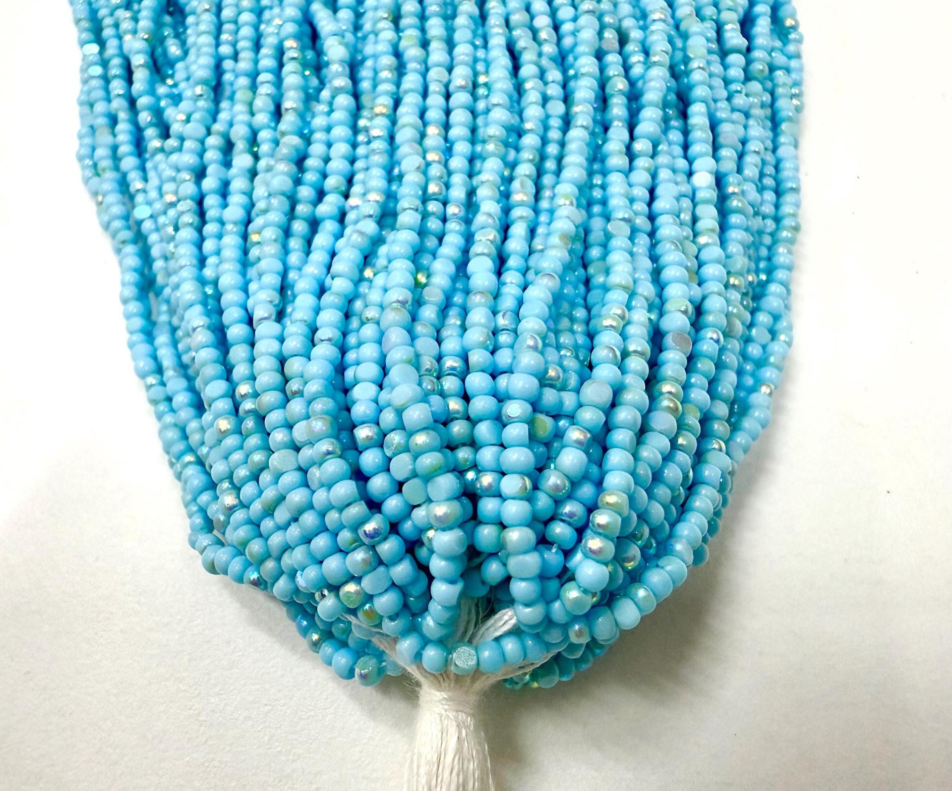11/0 Hanks Charlotte true Cut Beads Patina Opaque Powder Turquoise Blue Aurore Boreale