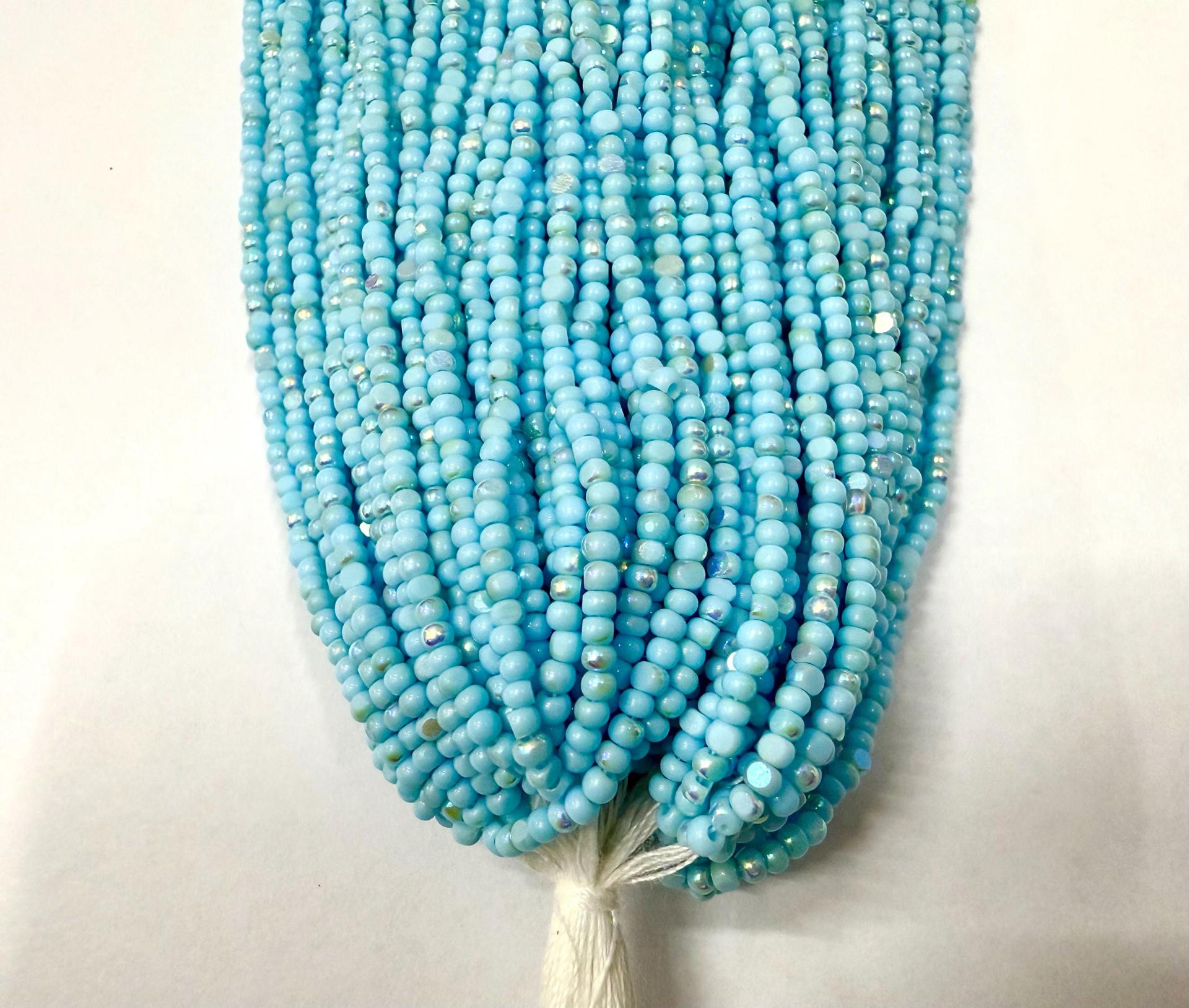 11/0 Hanks Charlotte true Cut Beads Patina Opaque Powder Turquoise Blue Aurore Boreale