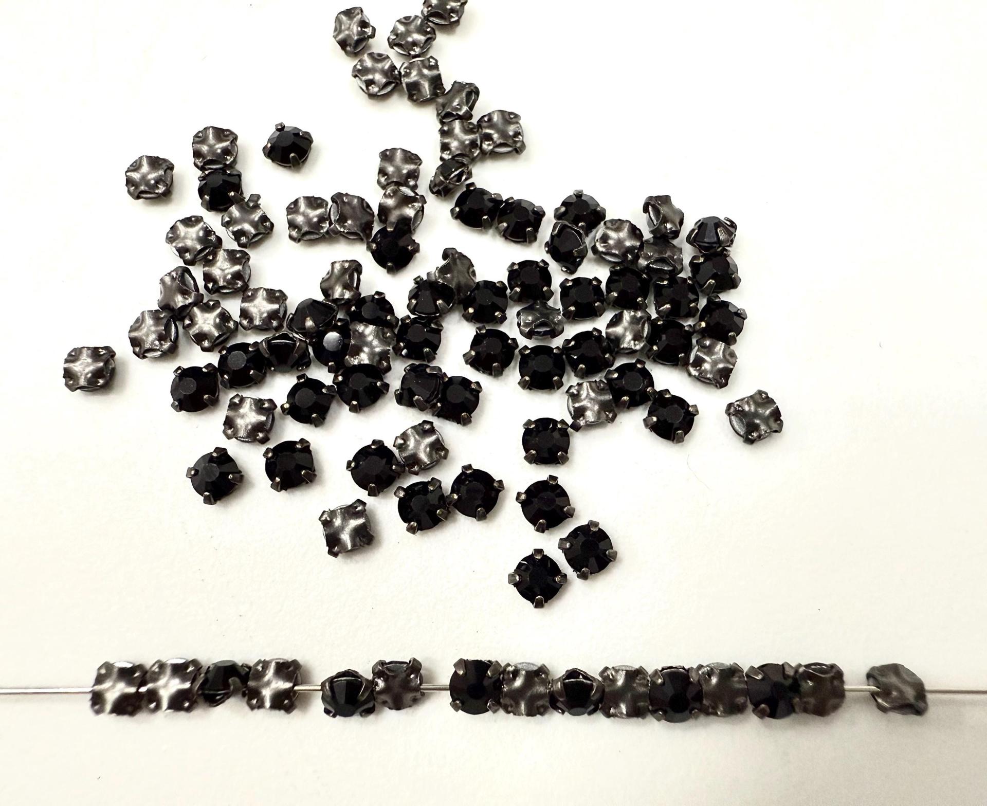 12ss Swarovski Crystal Jet Montees 3.2 mm vintage black Plated Mounted Rose Montees sewon embroidery materials wedding decor