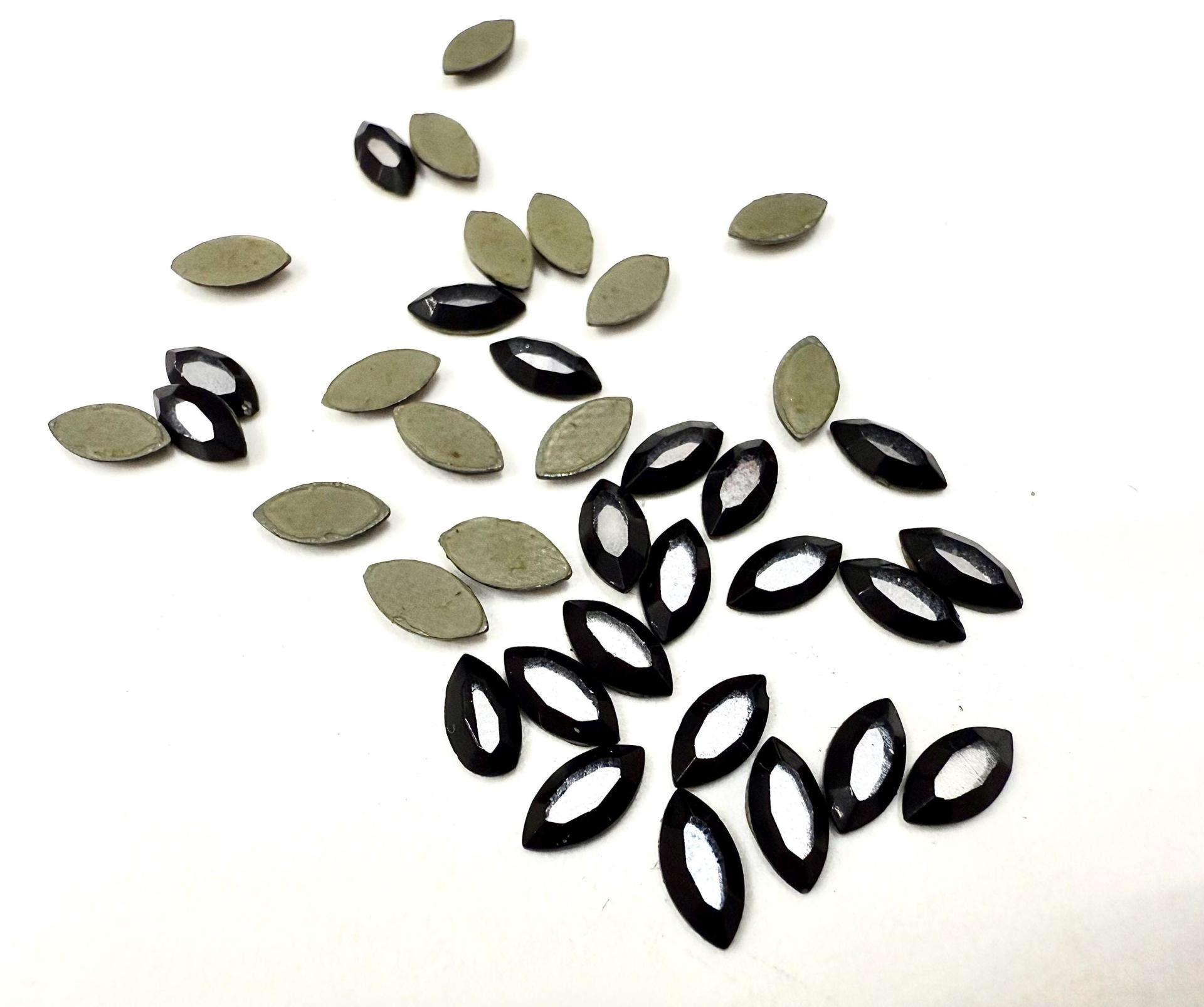 Swarovski 8x4 mm 2200 vintage rose cut faceted flat back Hotfix navette glass cabs cabochons