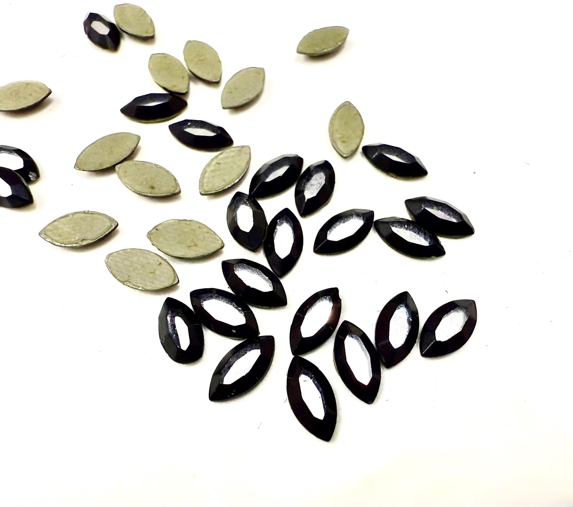 Swarovski 8x4 mm 2200 vintage rose cut faceted flat back Hotfix navette glass cabs cabochons