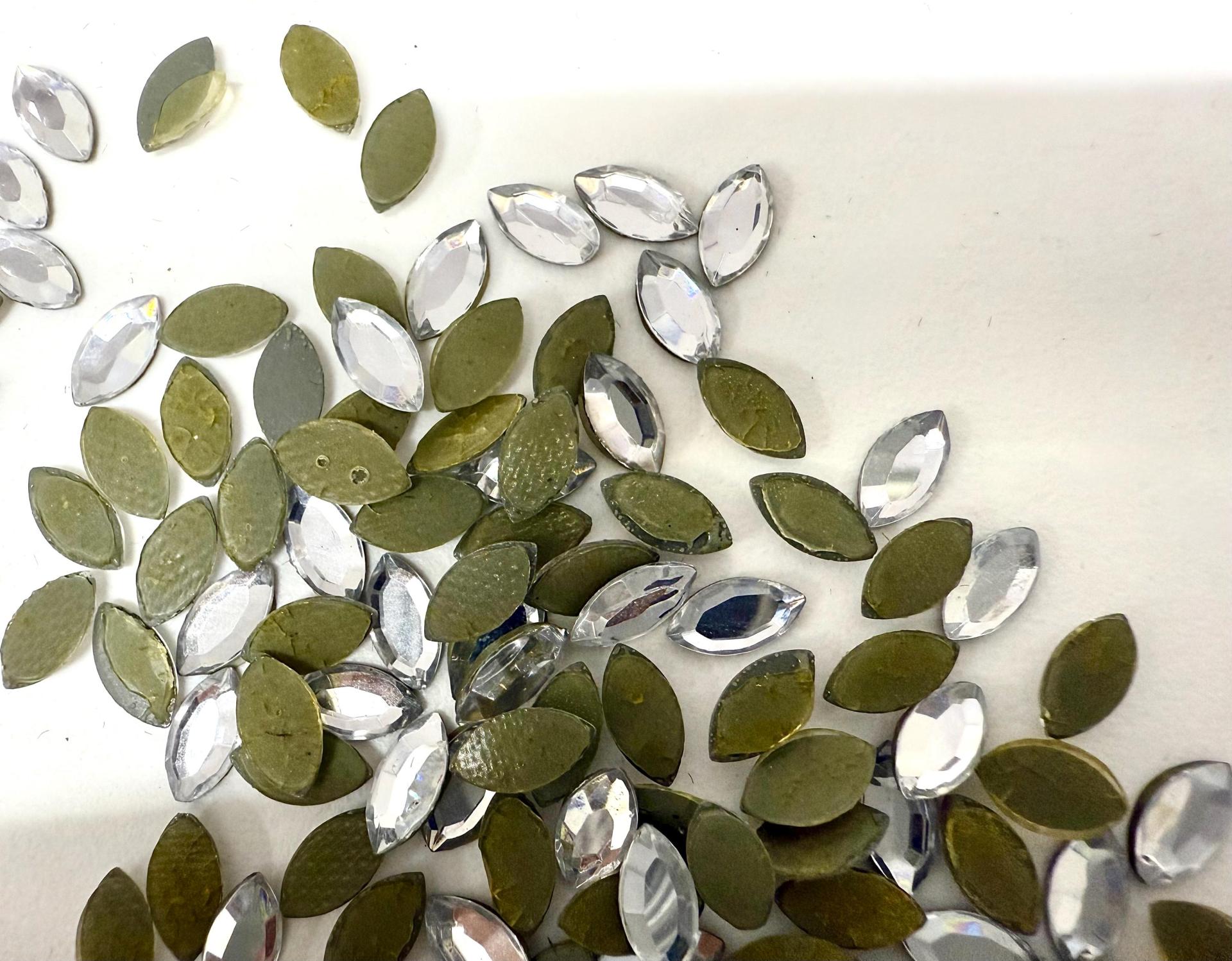 Swarovski 8x4 mm 2200 vintage rose cut faceted flat back Hotfix navette glass cabs cabochons