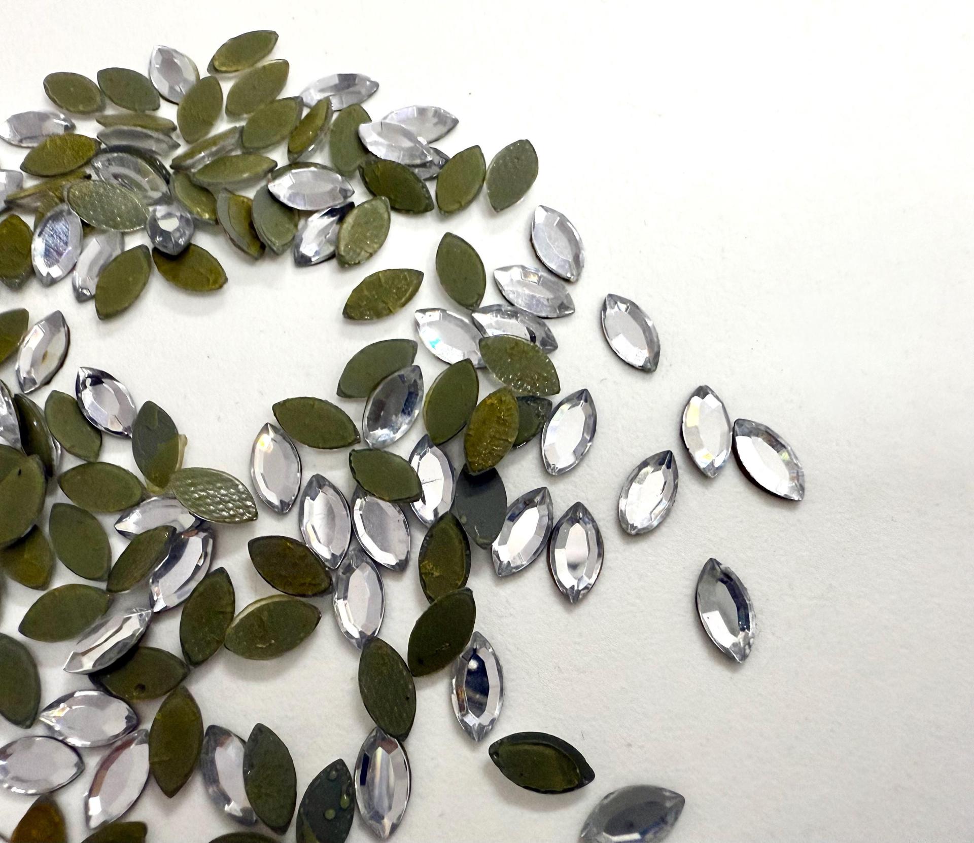 Swarovski 8x4 mm 2200 vintage rose cut faceted flat back Hotfix navette glass cabs cabochons