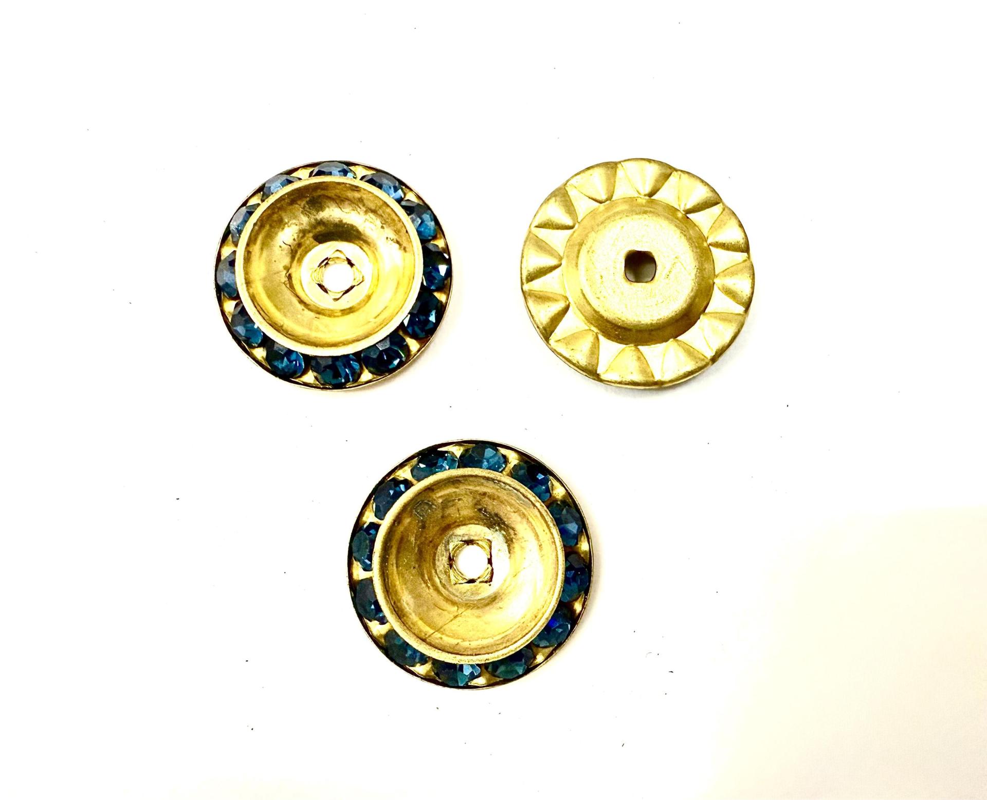 Vintage Swarovski in montana crystals mounted on brass metal bead 18mm