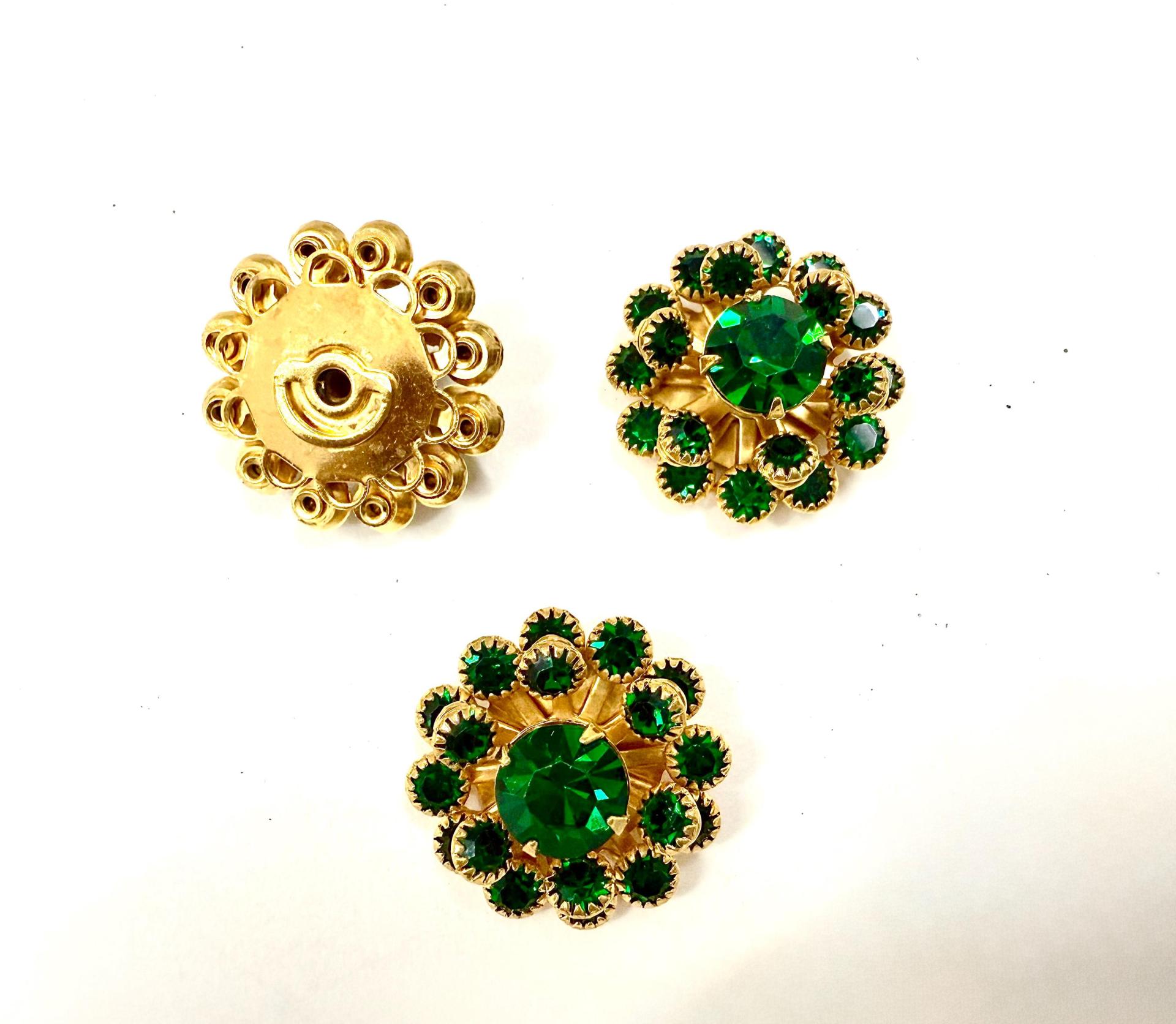 22 mm Vintage Gold plated in Emerald Swarovski Embellishment DIY Supplies wedding decorations