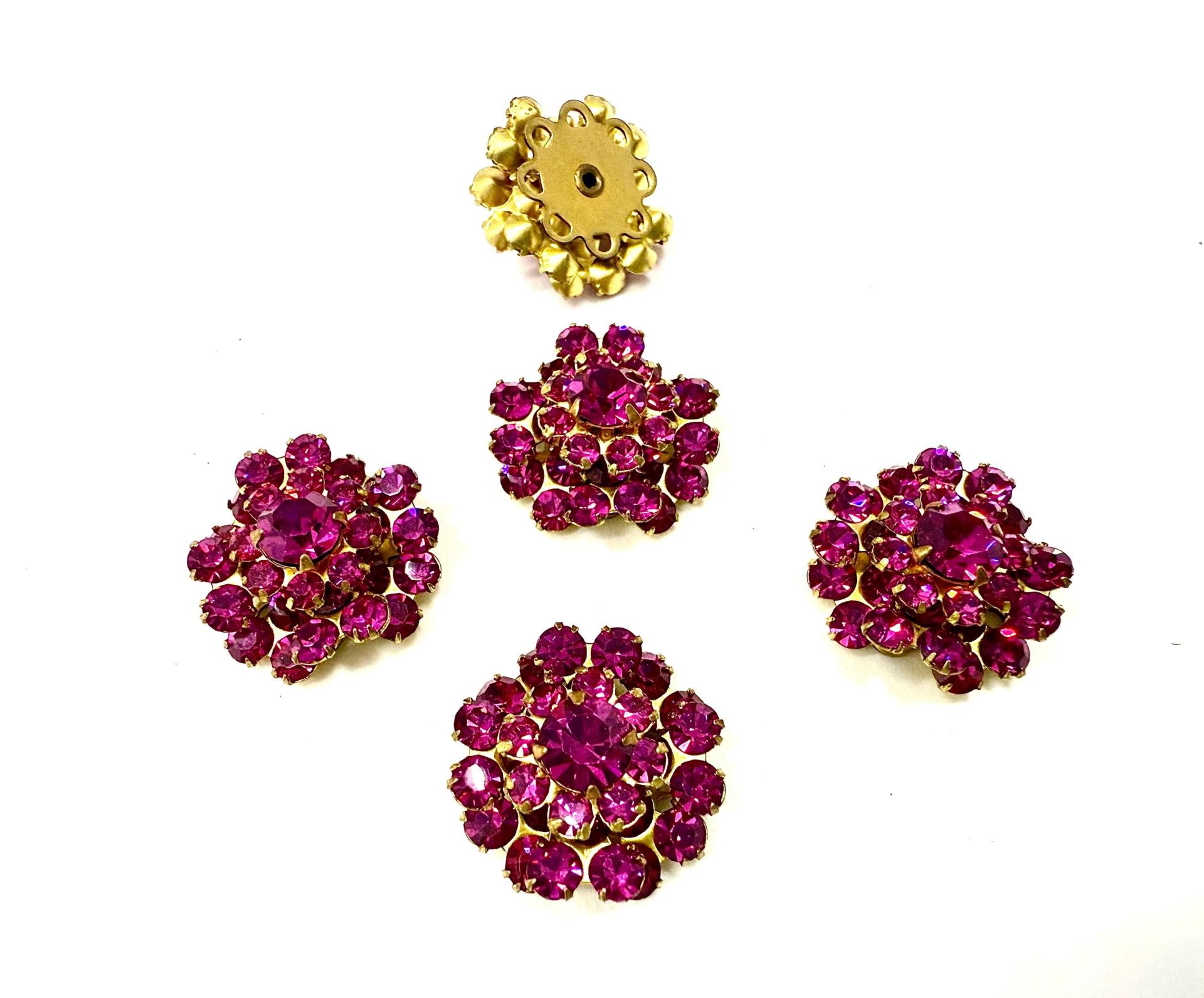 16mm Vintage brass Swarovski Flower Design in Fuchsia crystal Embellishment DIY Supplies wedding decorations