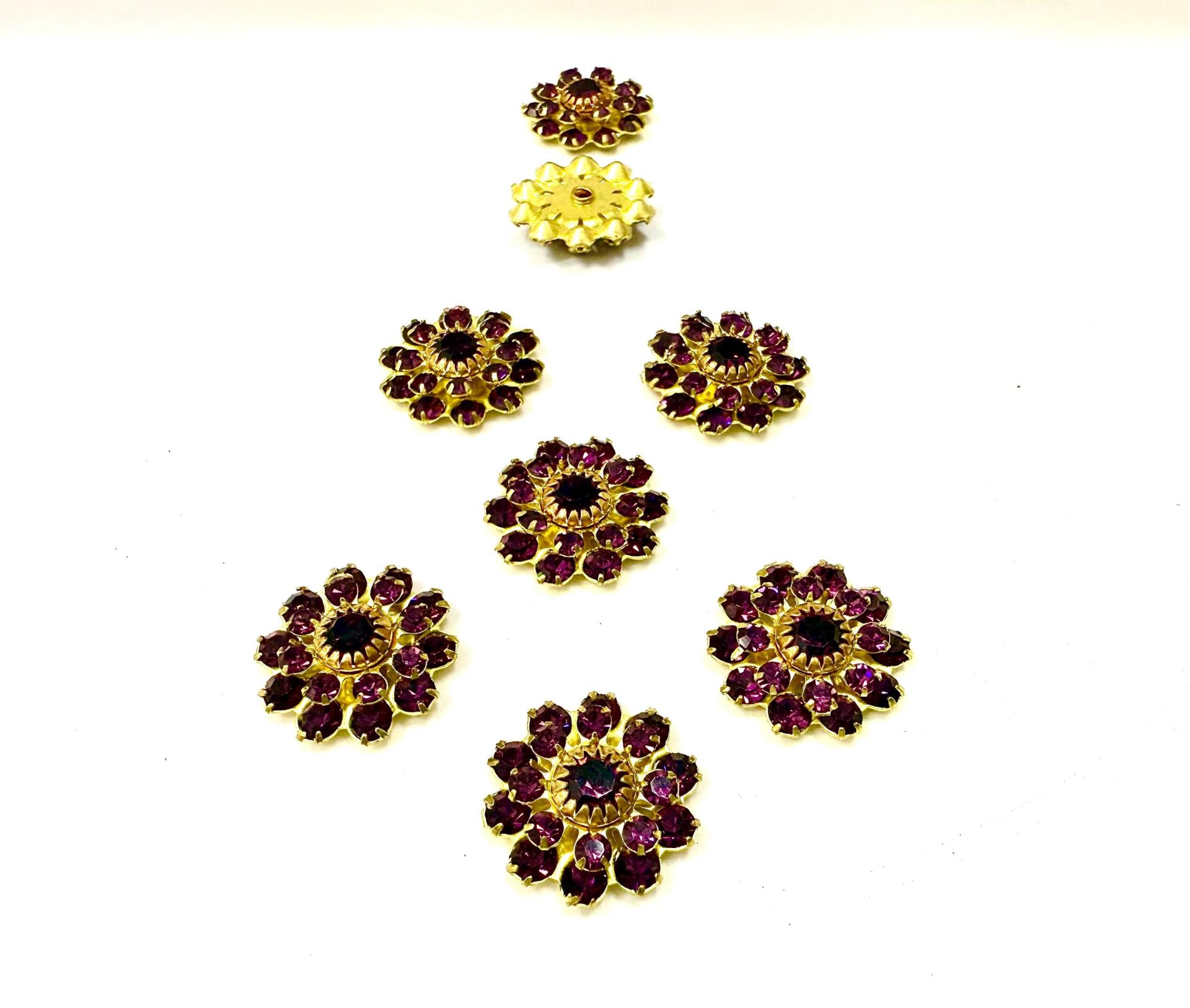 16mm Vintage brass Swarovski Flower Design in Amethyst crystal Embellishment DIY Supplies wedding decorations