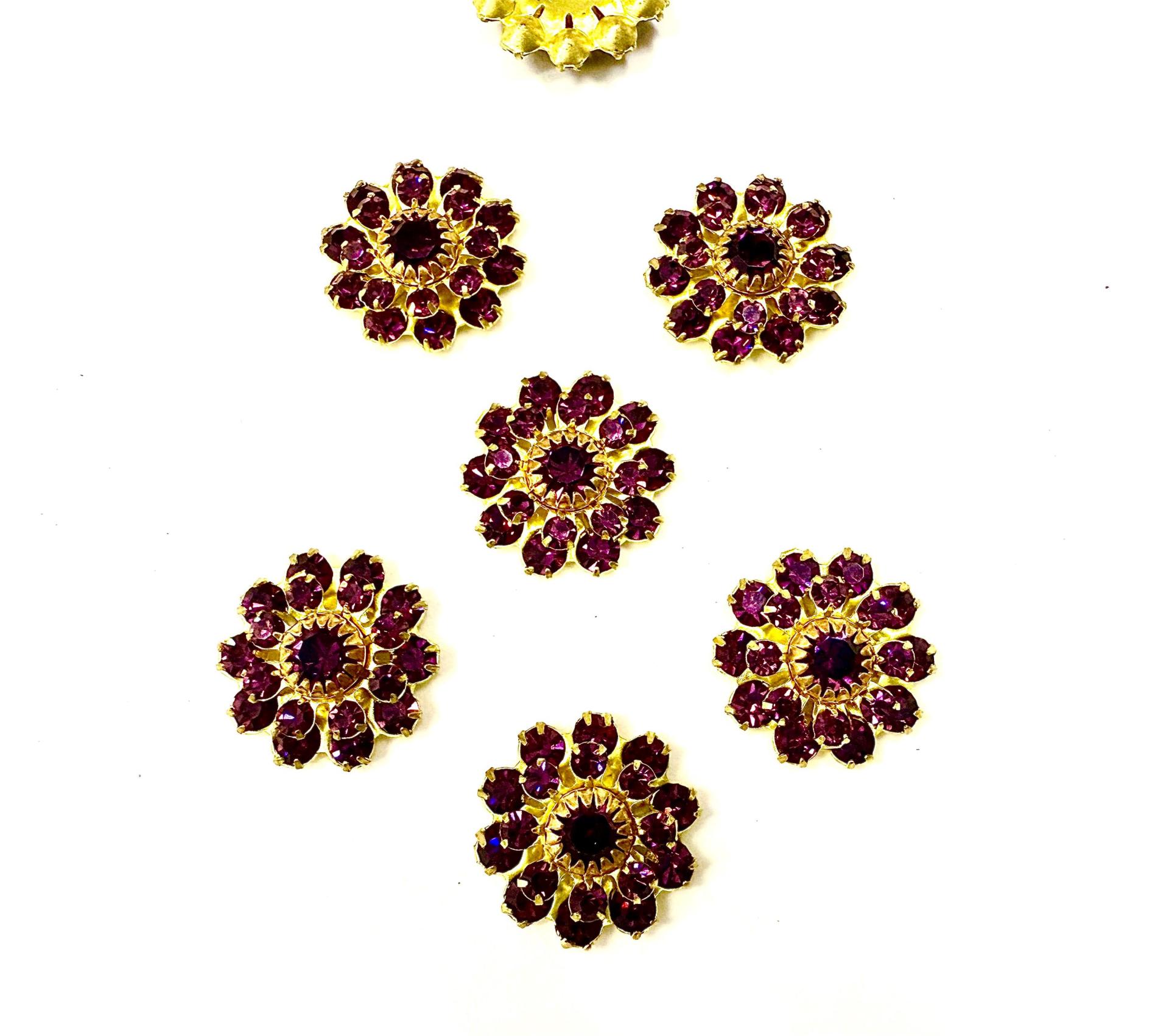 16mm Vintage brass Swarovski Flower Design in Amethyst crystal Embellishment DIY Supplies wedding decorations