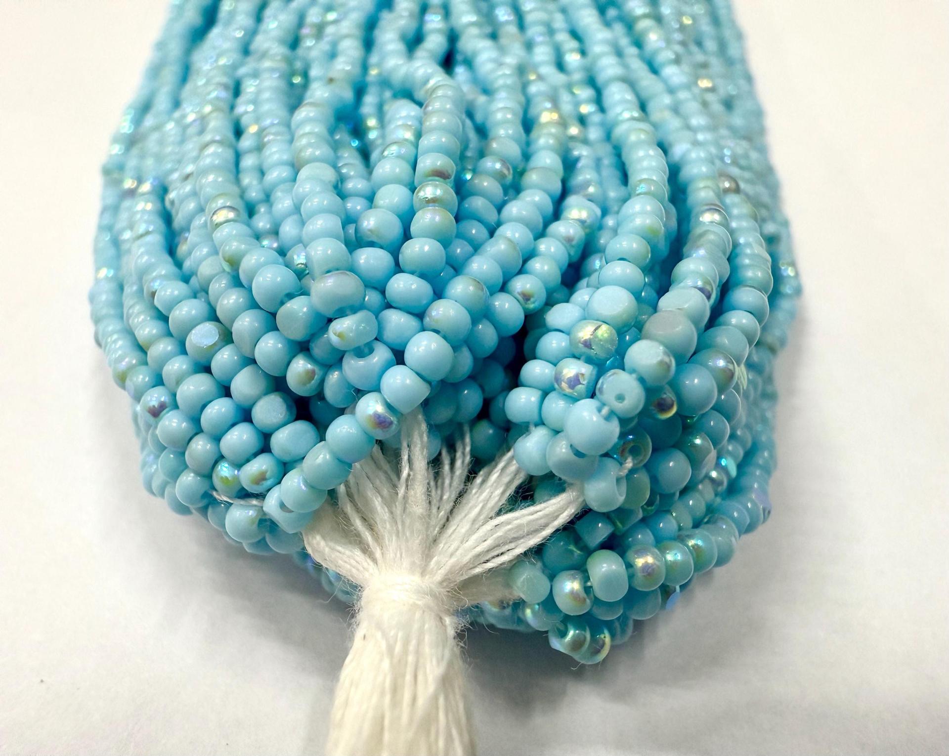 11/0 Hanks Charlotte true Cut Beads Patina Opaque Powder Turquoise Blue Aurore Boreale