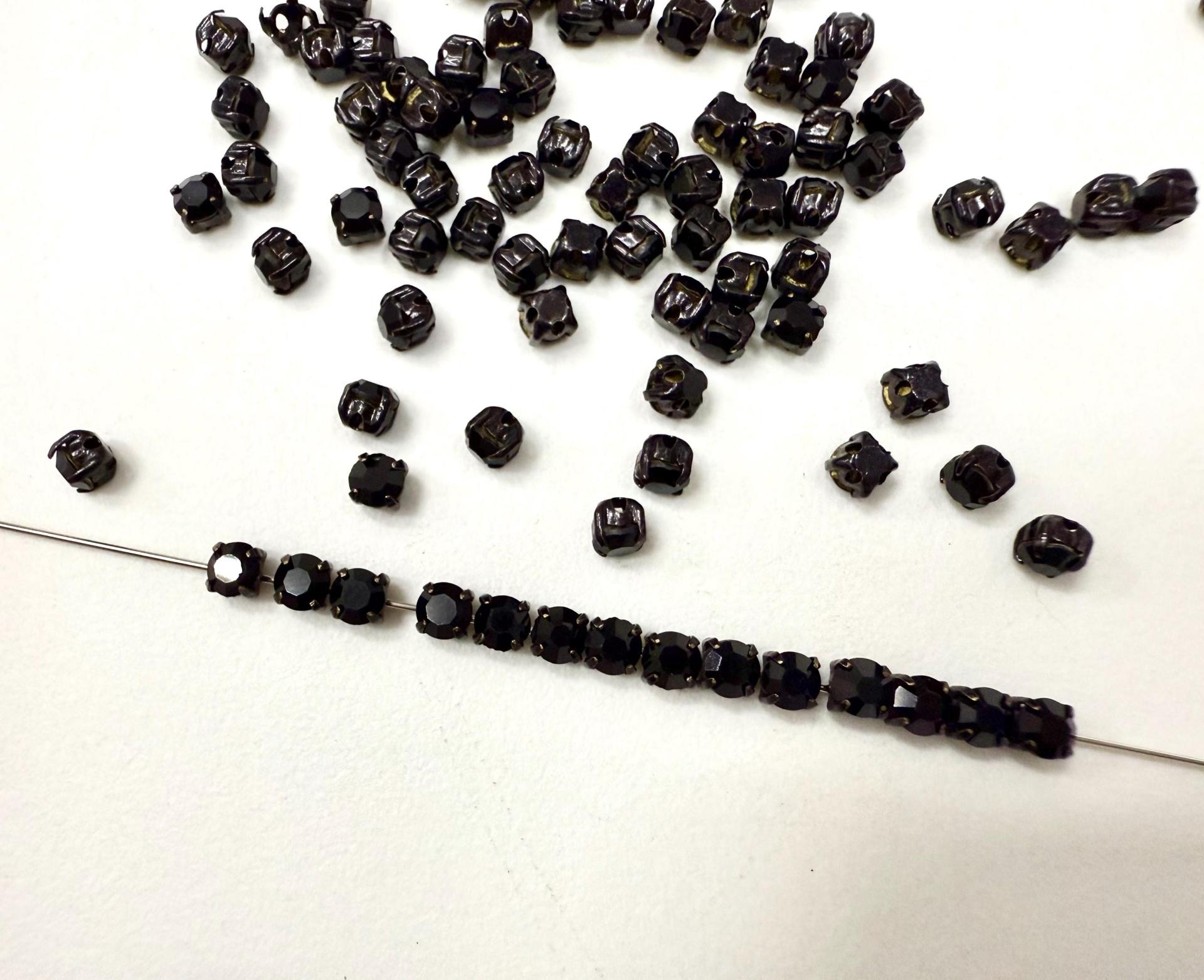 12ss Swarovski JET Montees 3.2 mm vintage black Plated Mounted Rose Montees sewon embroidery materials wedding decor