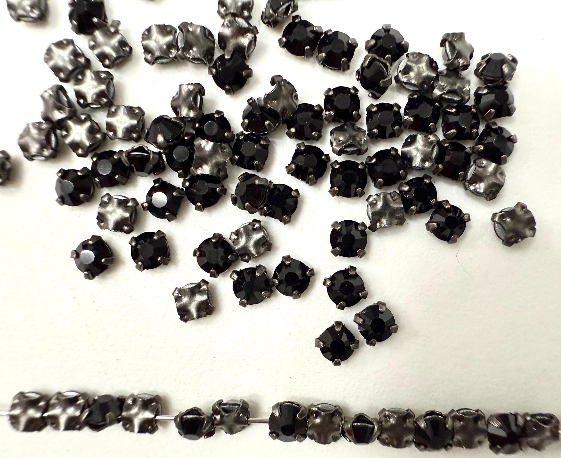 12ss Swarovski Crystal Jet Montees 3.2 mm vintage black Plated Mounted Rose Montees sewon embroidery materials wedding decor