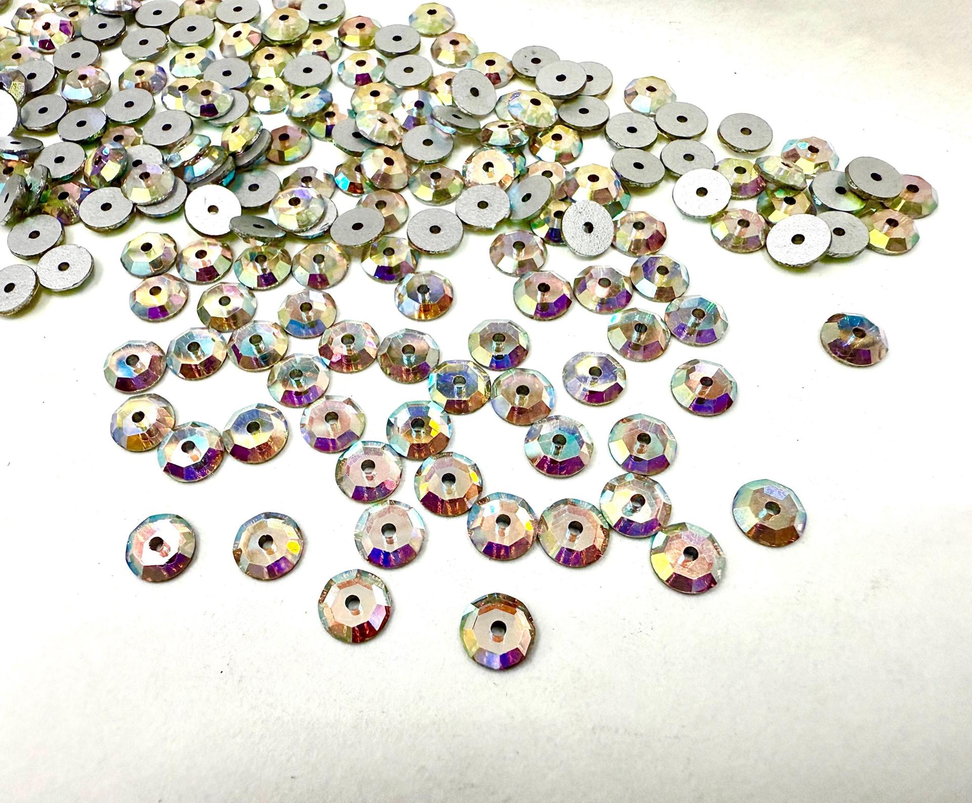 7mm Vintage Swarovski Crystal Flat Back Sew-On Stone Loch Rose