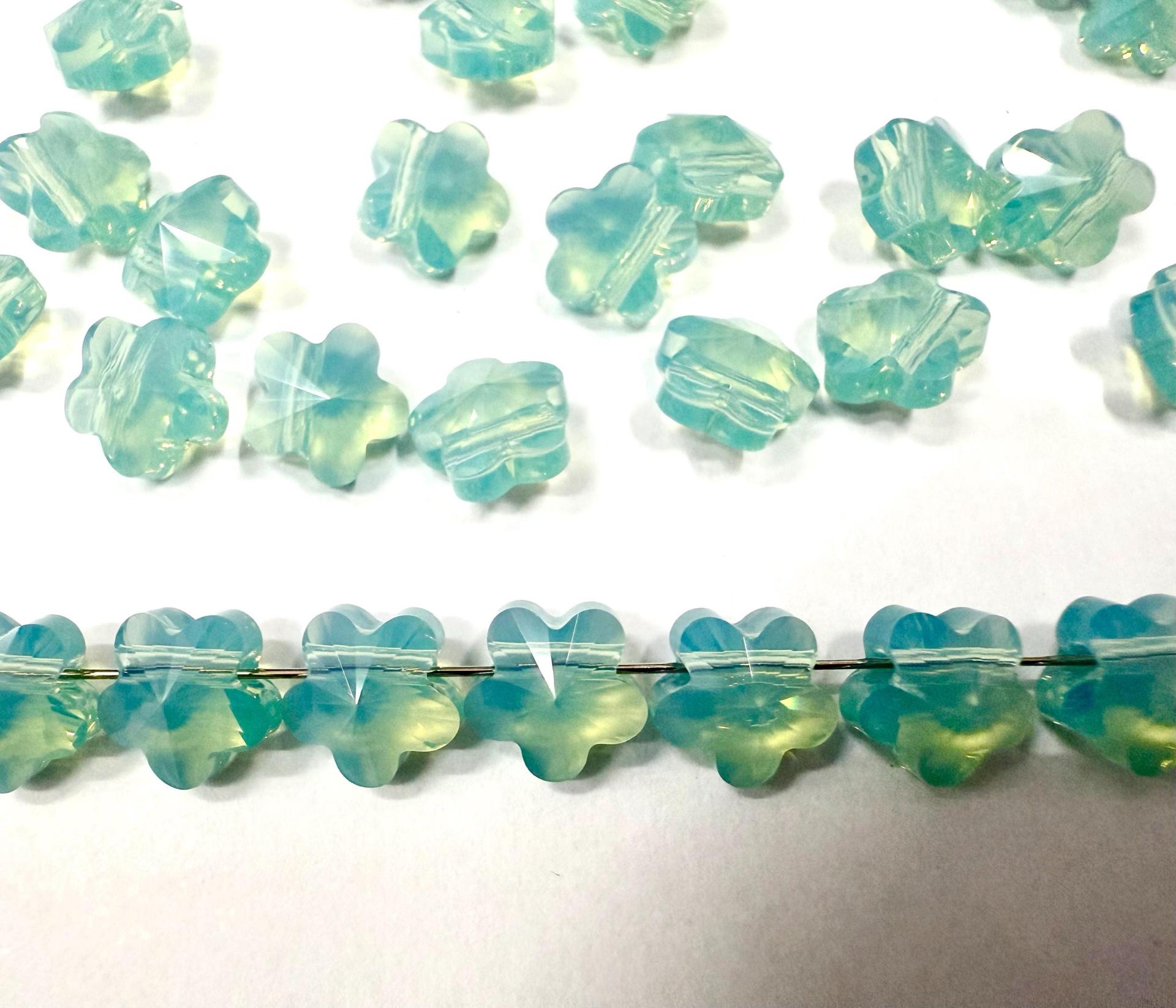 Swarovski Elements 8MM Swarovski 5744 Pacific Opal Faceted Flower Crystal Beads side drilled Premium Supply