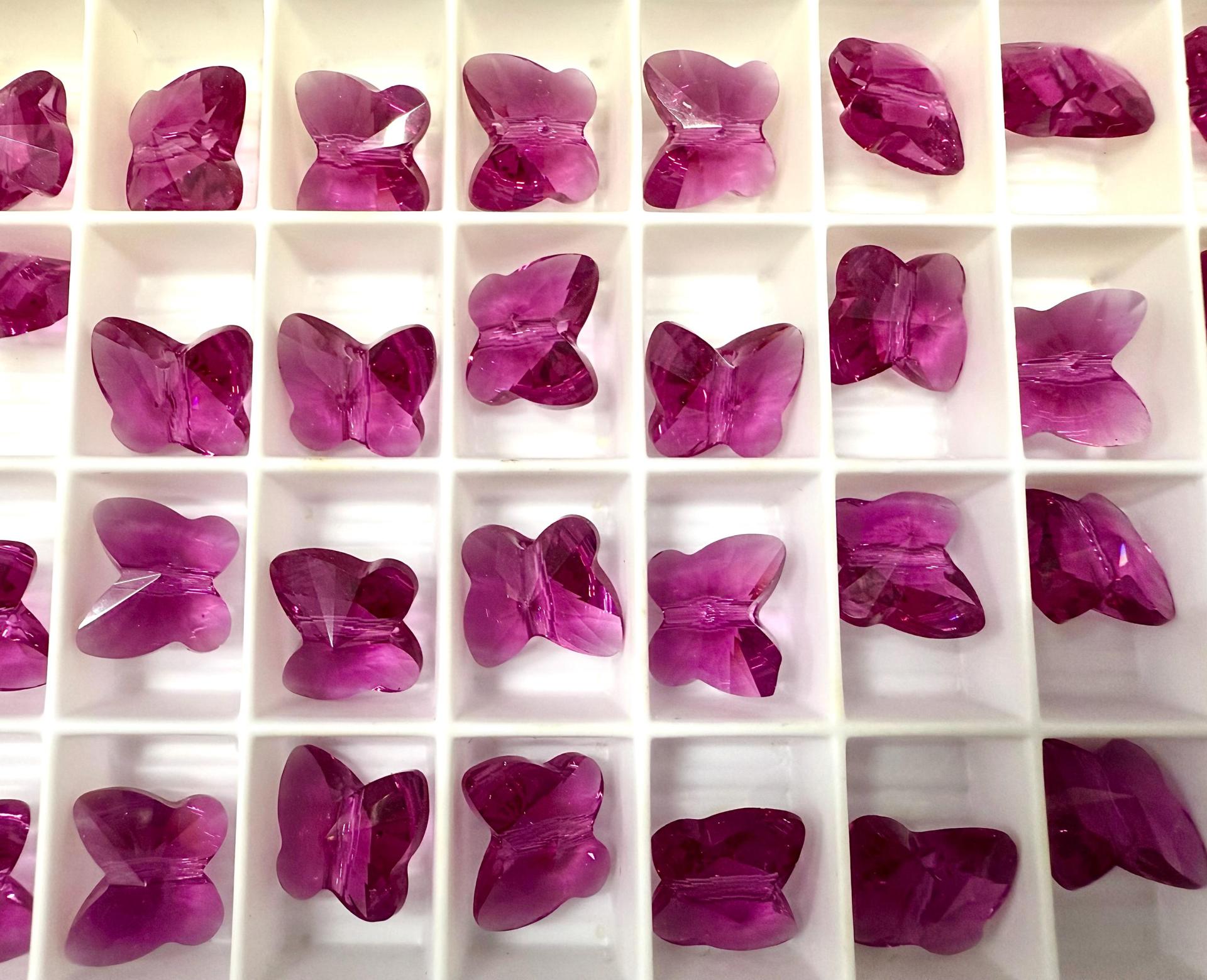Swarovski Elements 12mm #5754 Crystal Butterfly in Fuchsia