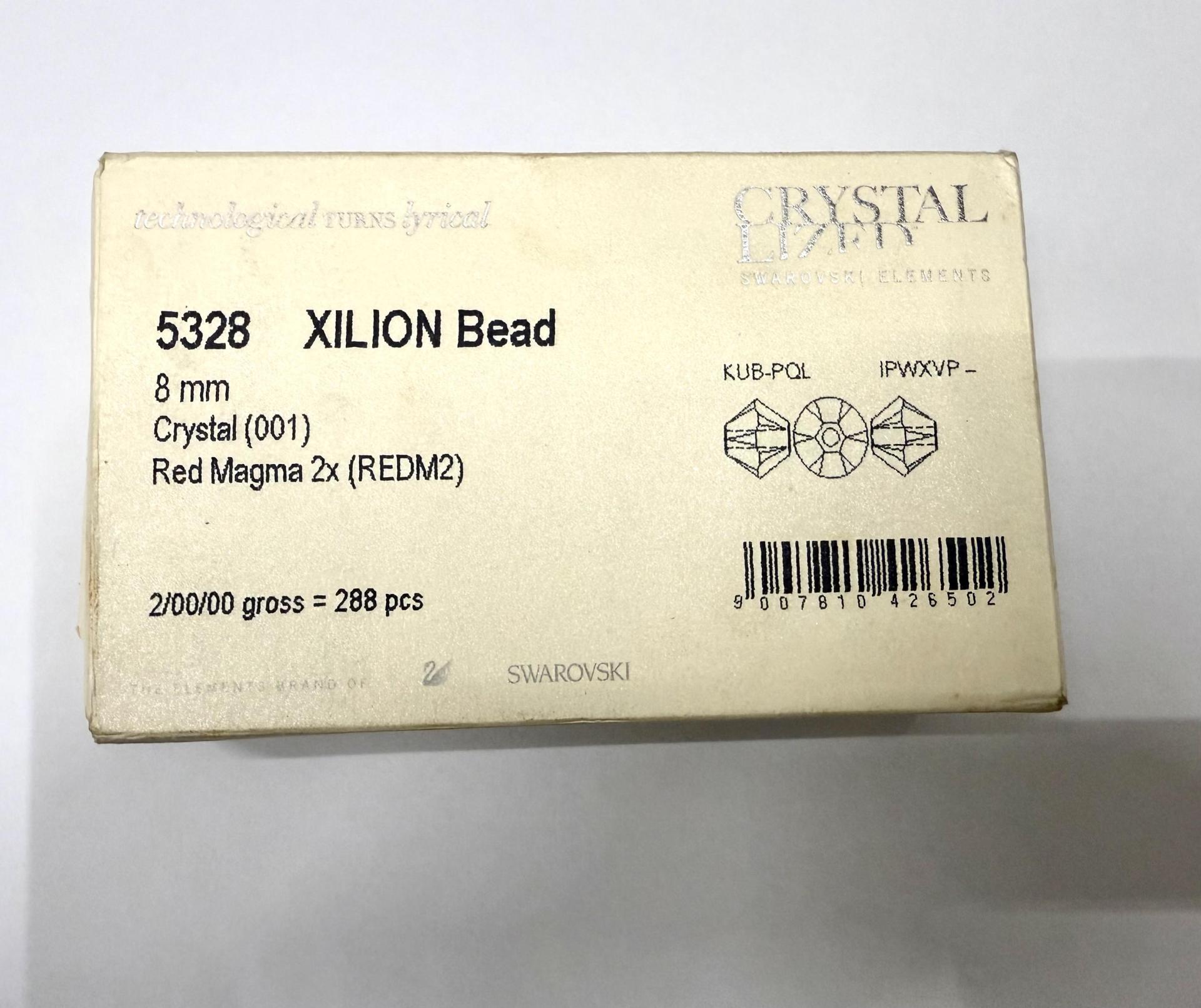 8 MM Red Magma 2X Swarovski Bicone beads Cuts