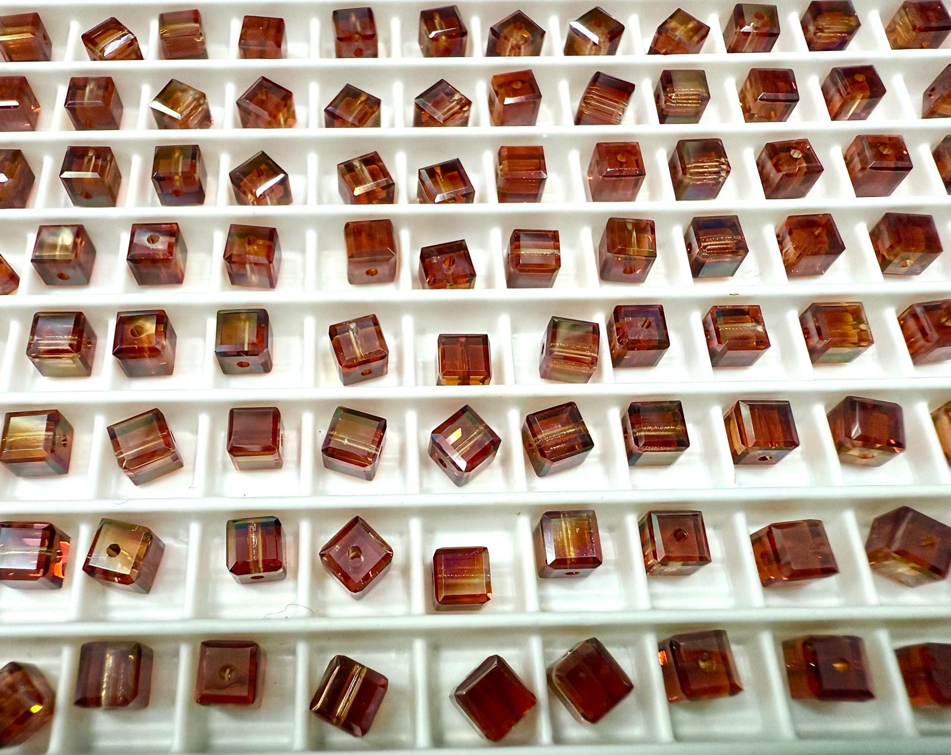 Swarovski 5601 Vintage Cube Bead in Red Magma 4mm
