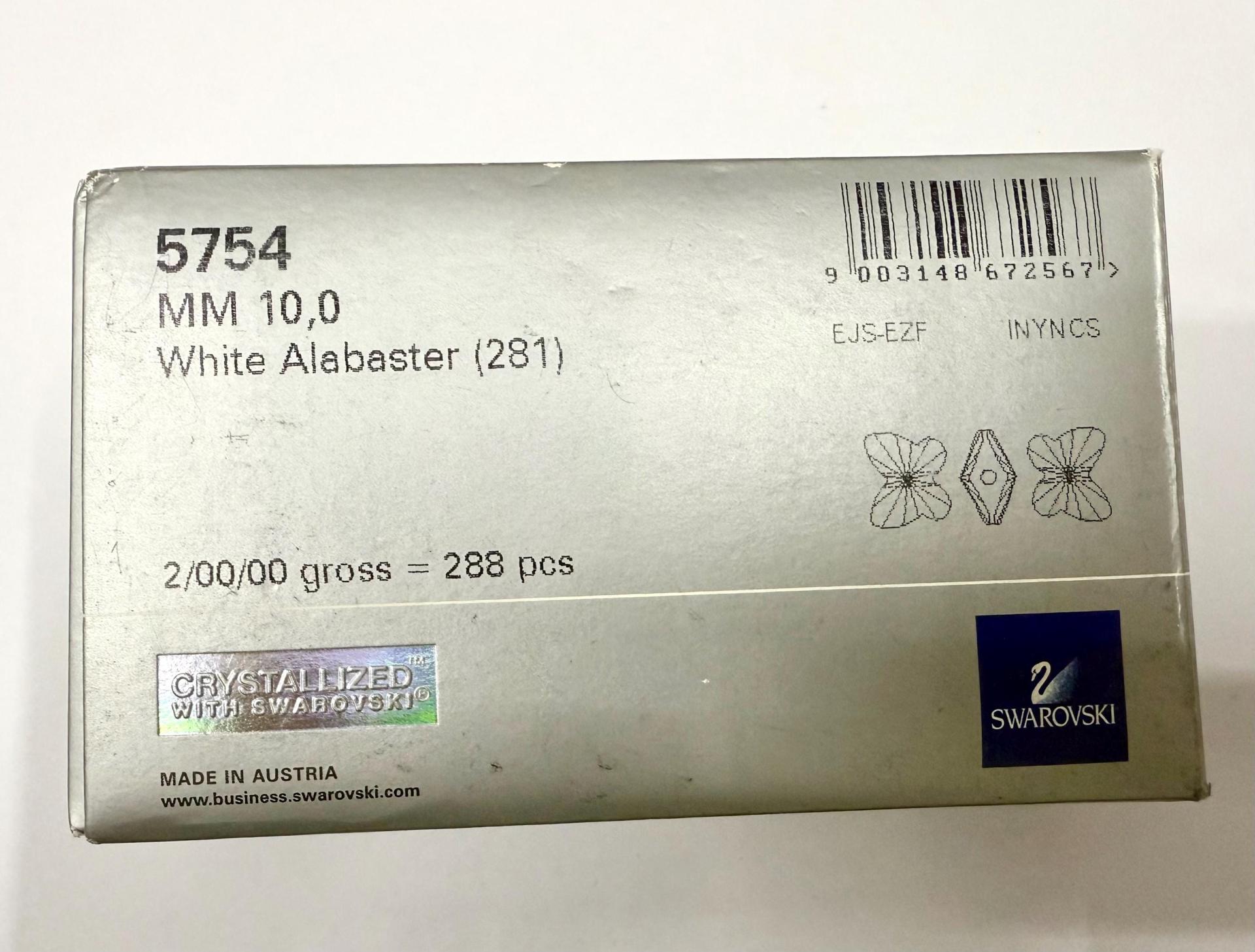 Swarovski Elements 10mm #5754 Crystal Butterfly in White Alabaster