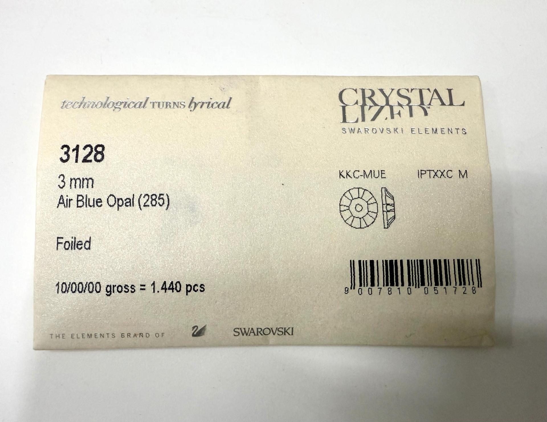 3mm Swarovski 3128 in Air Blue Opal Lochrosen Rhinestones