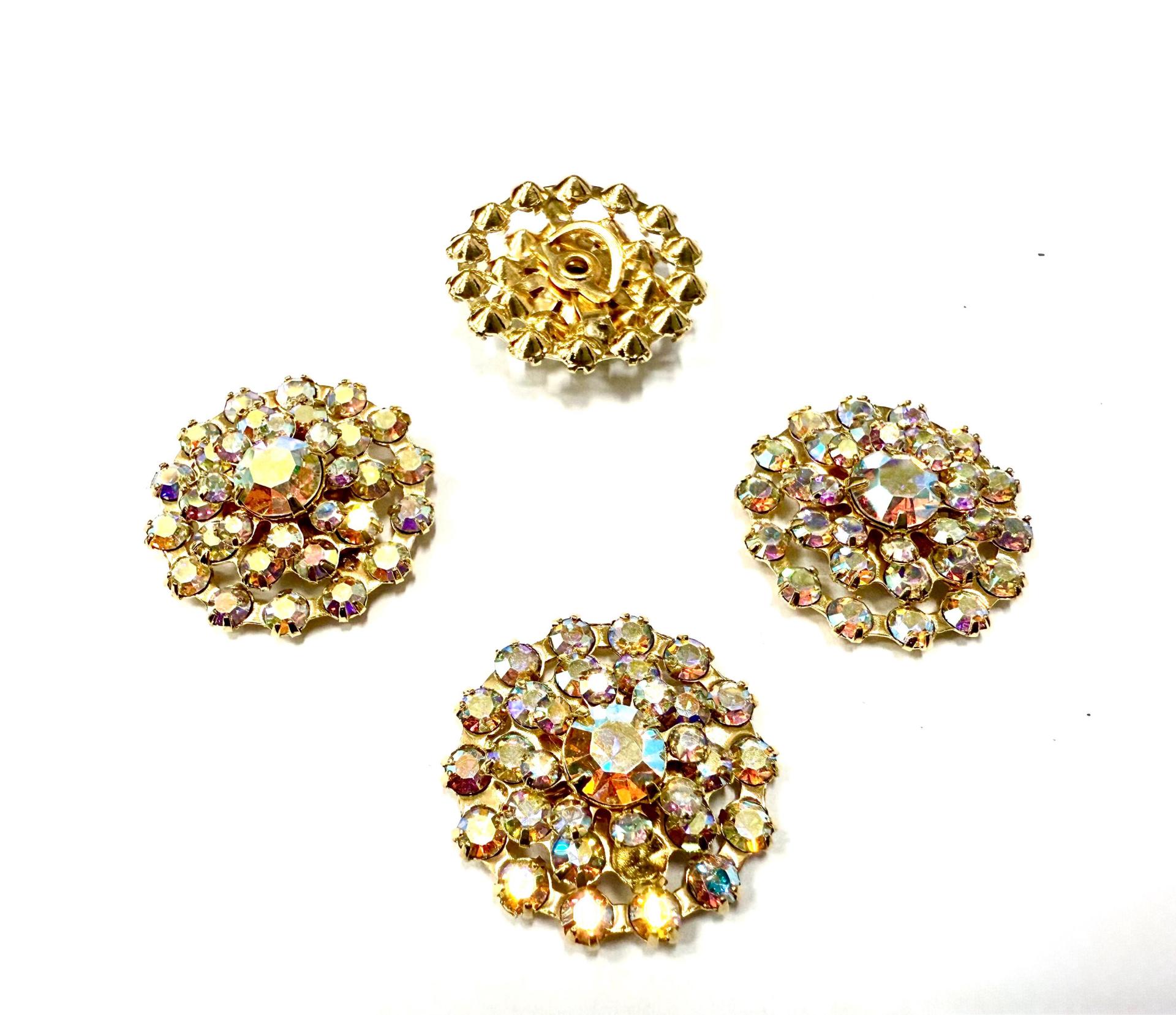 21mm Vintage gold plated Swarovski three layers Design in Crystal AB Embellishment DIY Supplies wedding decorations