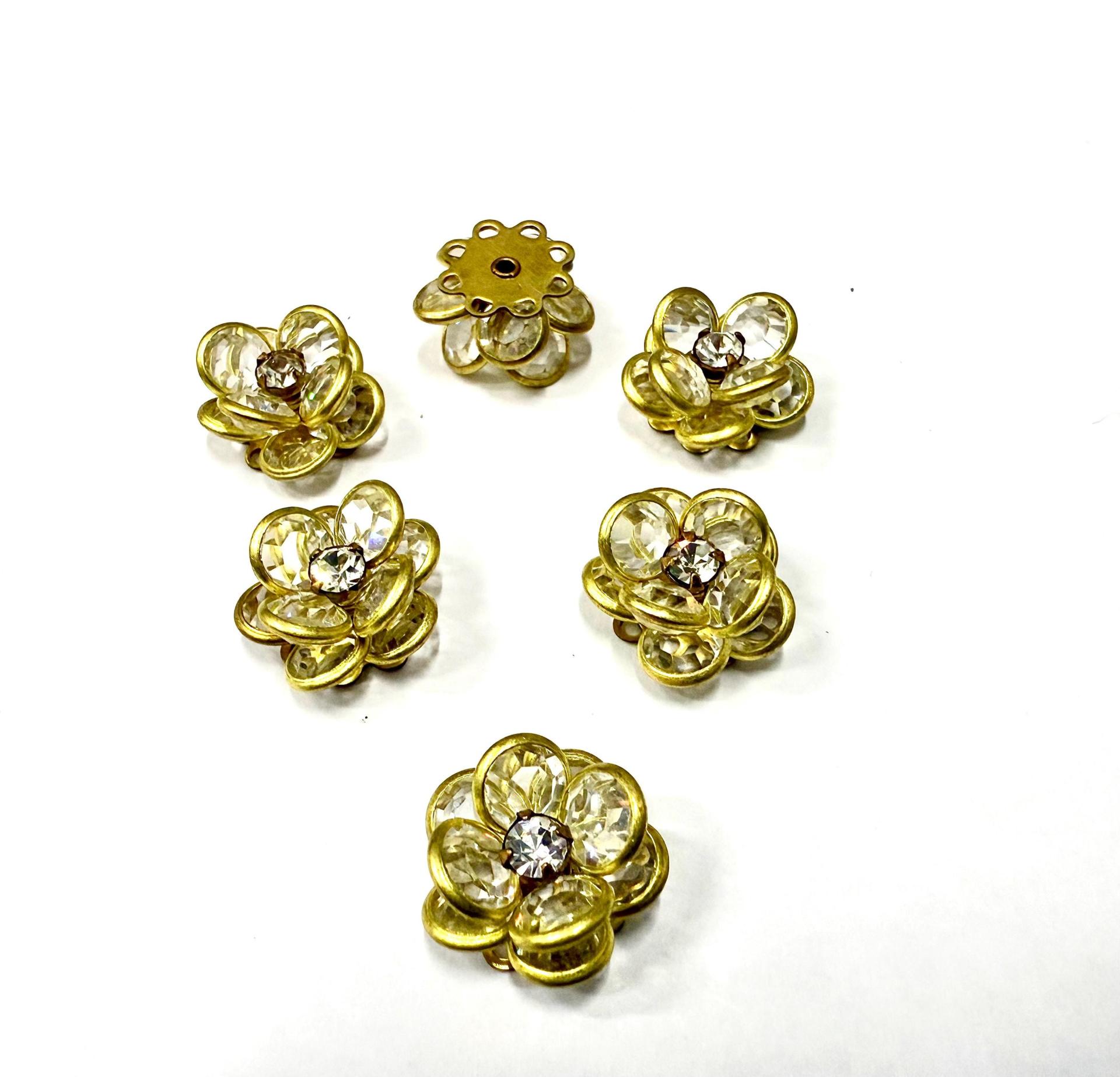 16mm Vintage brass Swarovski Flower Design in Crystal Embellishment DIY Supplies wedding decorations