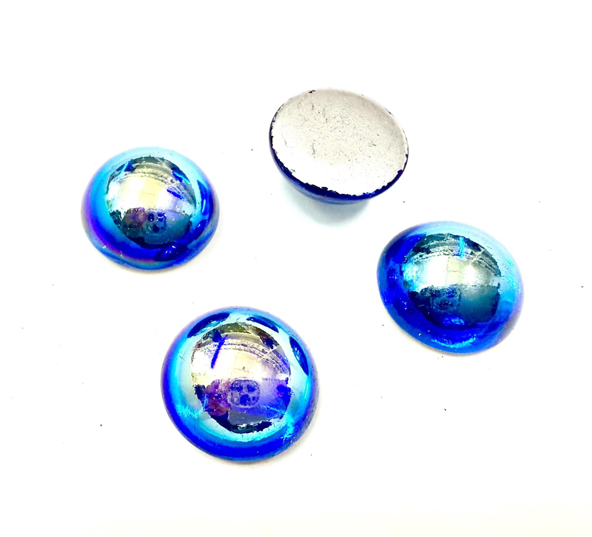 Swarovski 18 mm Vintage in Sapphire AB Flat Back Round Cabochon Cabs