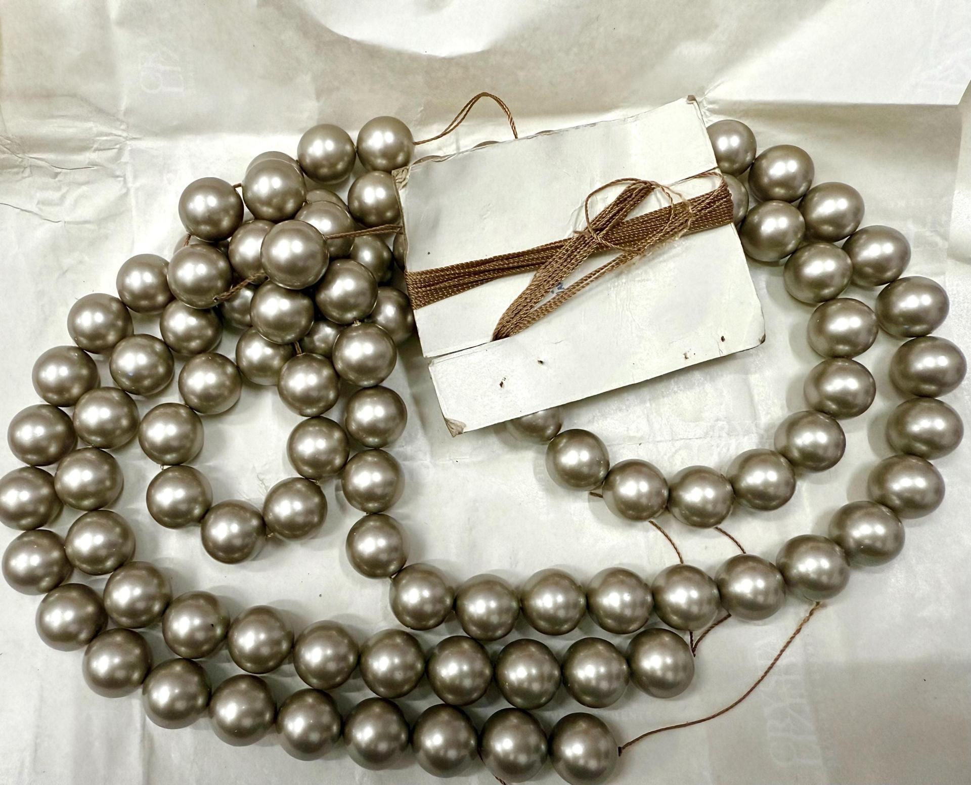 Vintage Swarovski Platinum Pearl Beads, 12mm Crystal Round Pearls