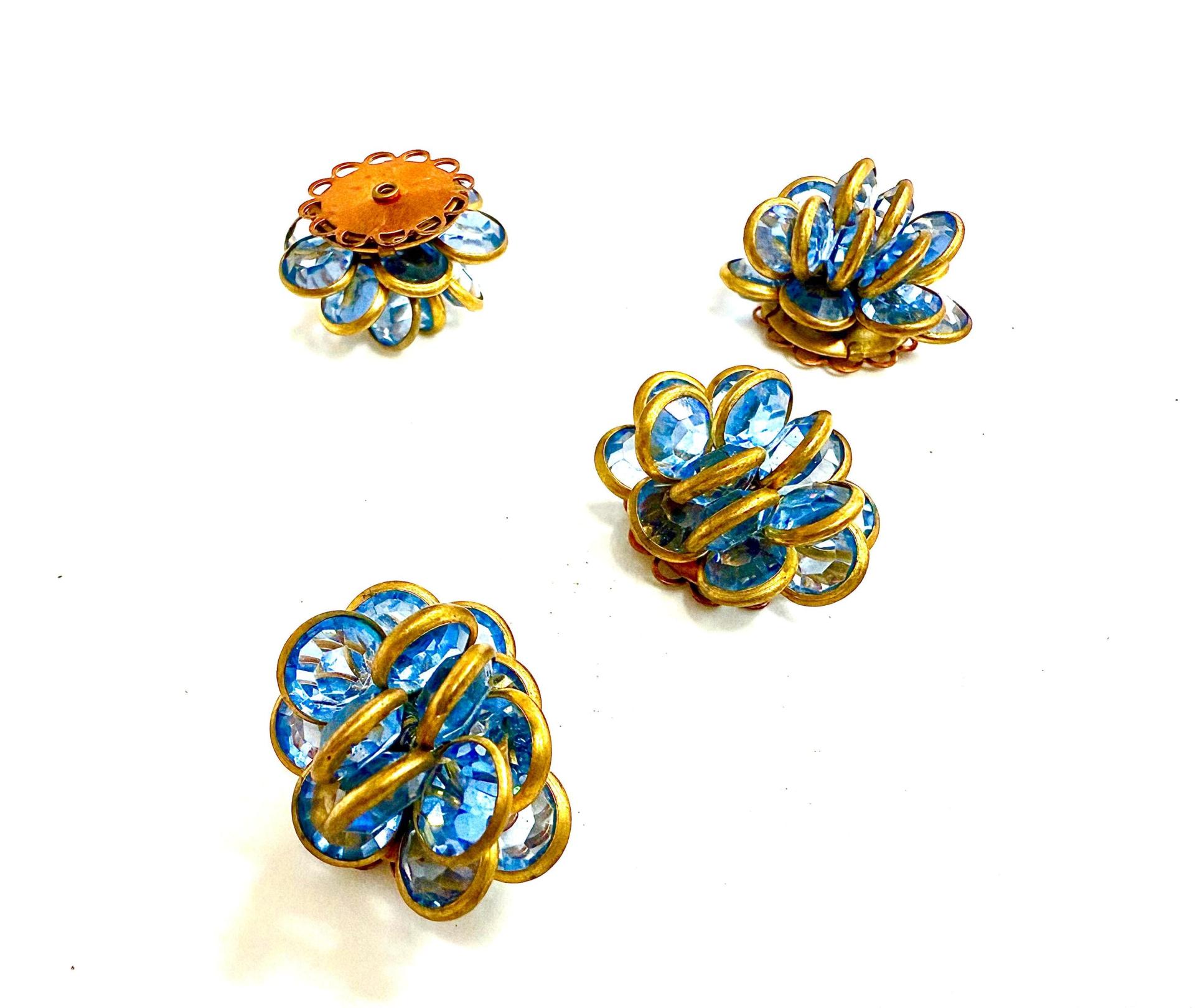 Vintage Swarovski Light Sapphire Crystal Flower Beads, DIY Jewelry Supplies (25X 22MM)