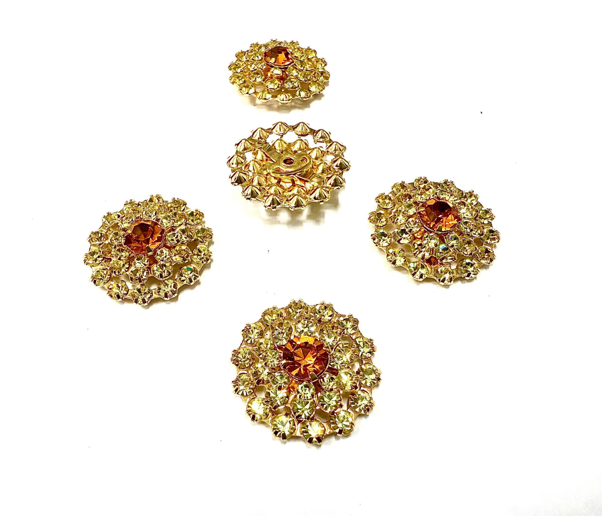 21mm Vintage gold plated Swarovski three layers Design in Jonquil Embellishment DIY Supplies wedding decorations