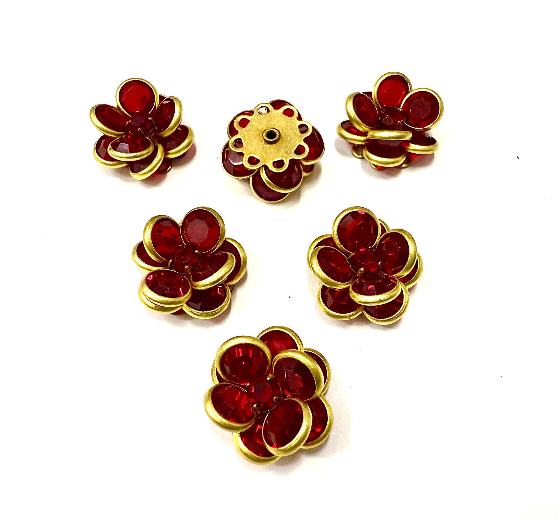 16mm Vintage brass Swarovski Flower Design in Siam Embellishment DIY Supplies wedding decorations