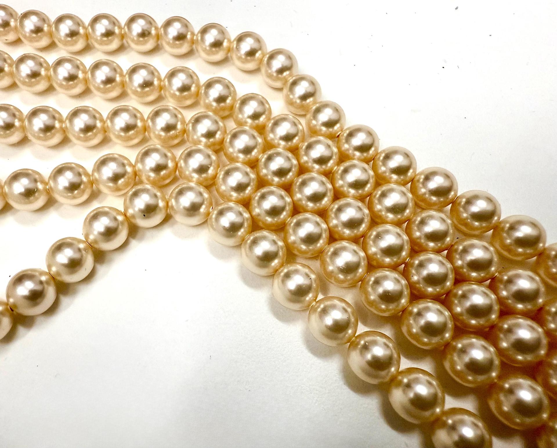 Vintage Swarovski Crystal Cream Pearls Round Beads, 7mm