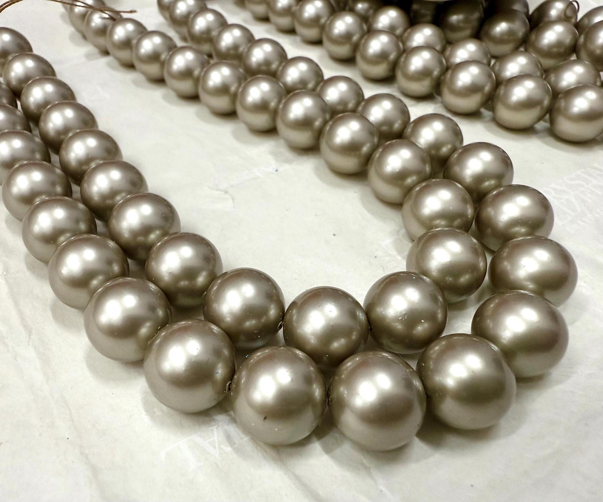Vintage Swarovski Platinum Pearl Beads, 12mm Crystal Round Pearls
