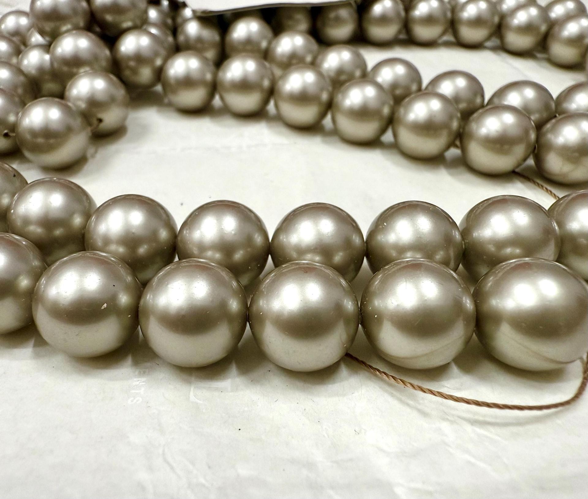 Vintage Swarovski Platinum Pearl Beads, 12mm Crystal Round Pearls