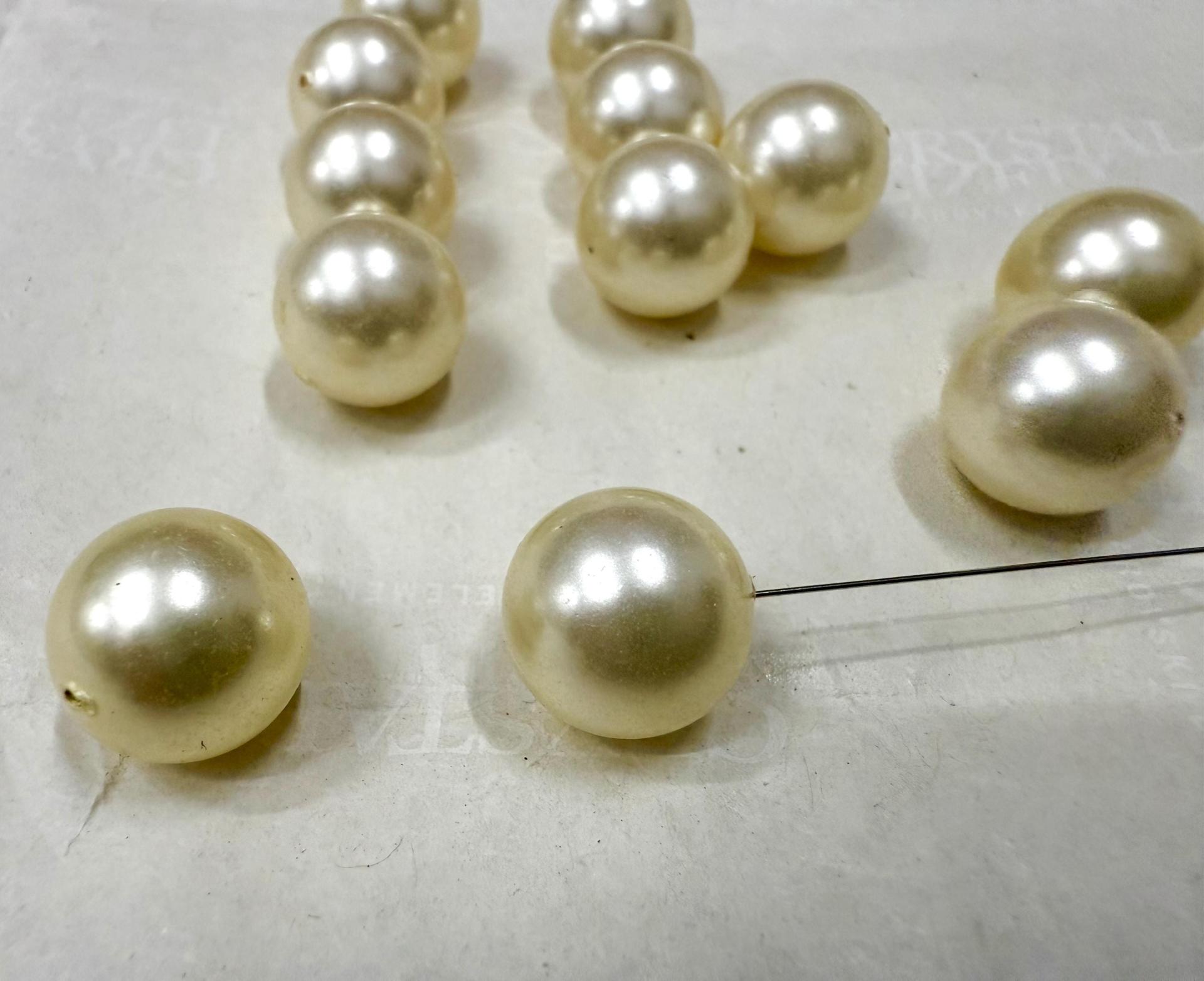 Swarovski Vintage Crystal Cream Pearls, 12mm Half Drilled Beads