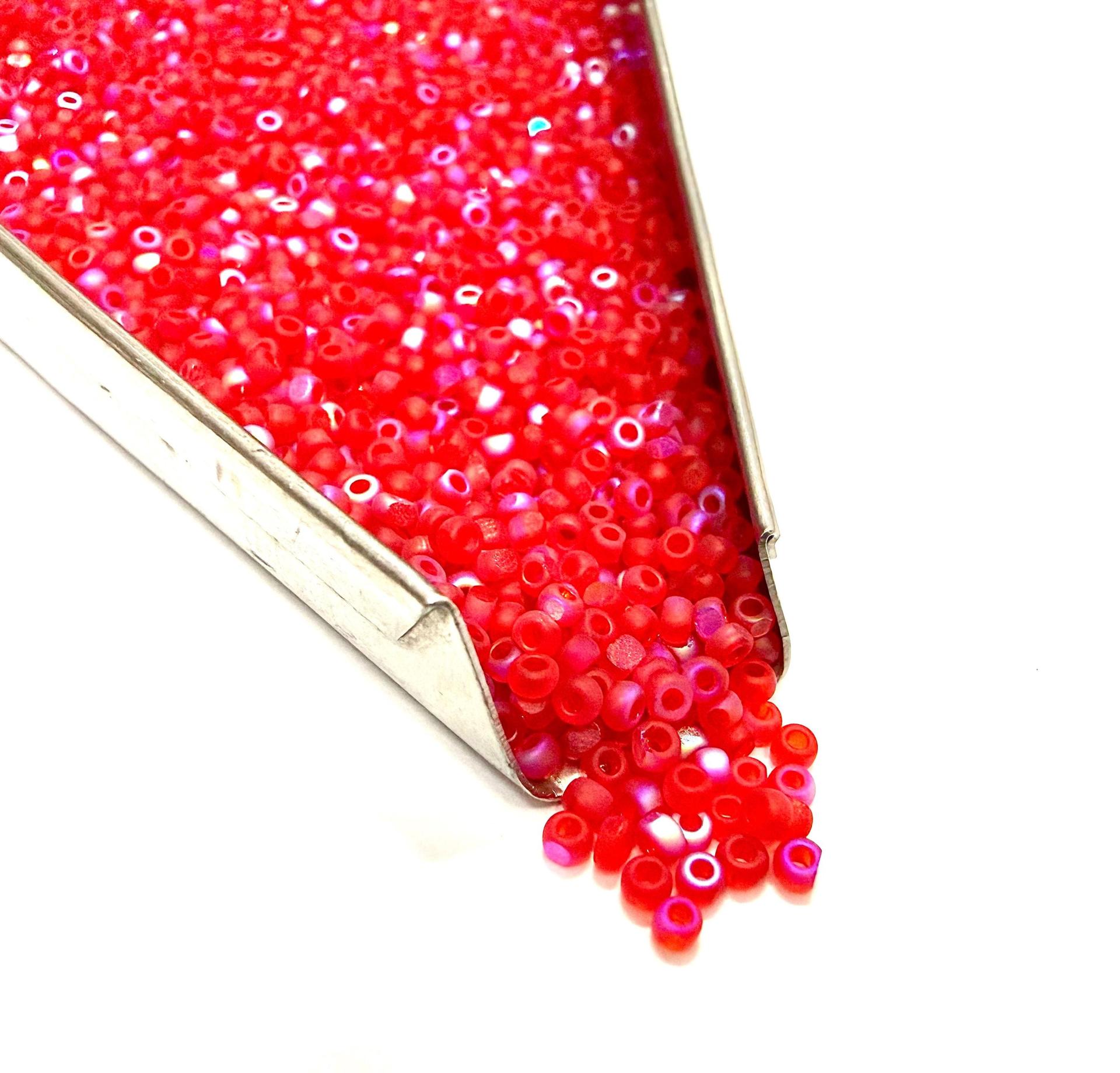 11/0 Charlotte Cut Beads, Patina Matt Light Ruby Aurore Boreale, Embroidery Materials