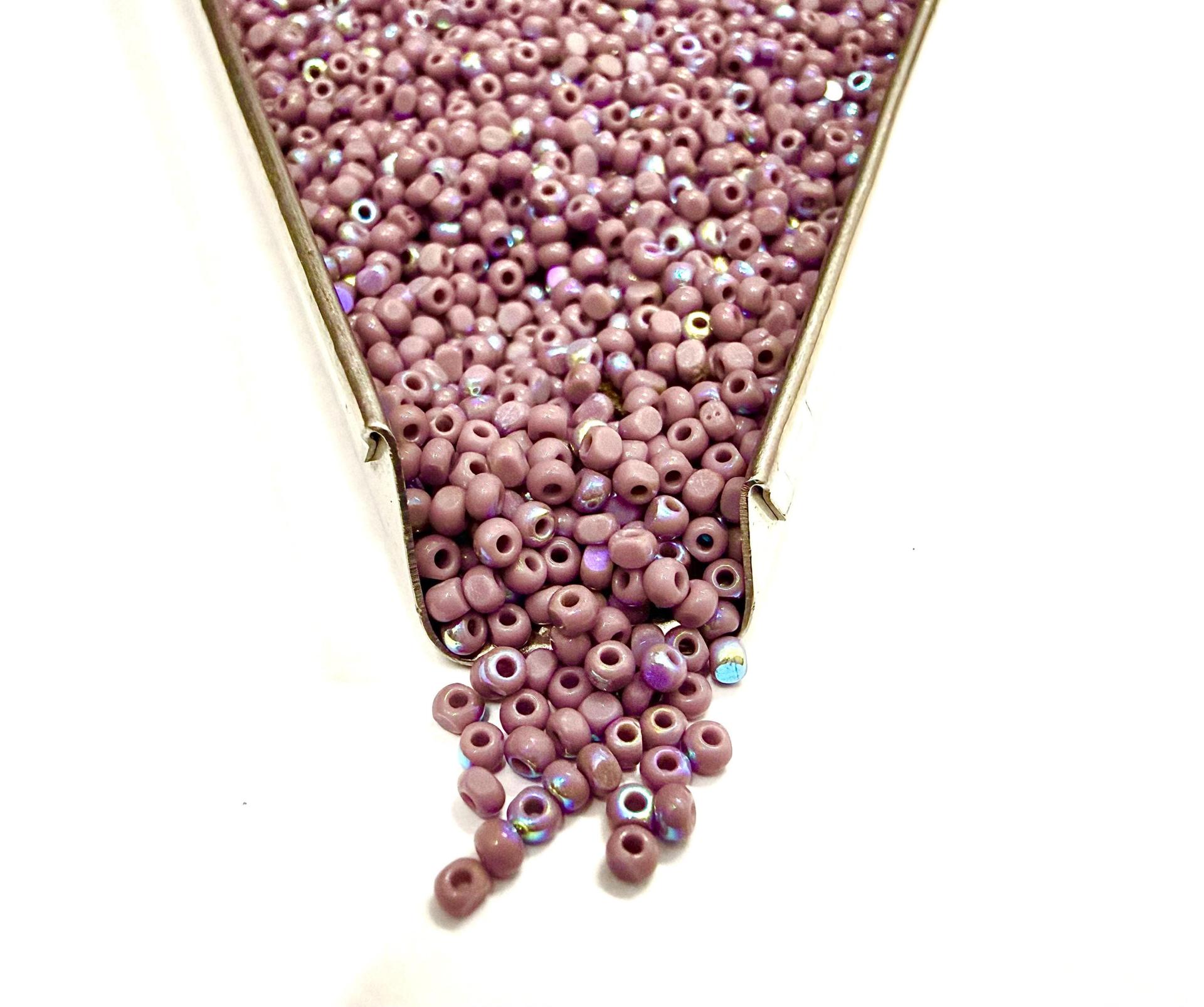 Patina Opaque Light Purple Aurore Boreale Charlotte Cut Beads, 11/0
