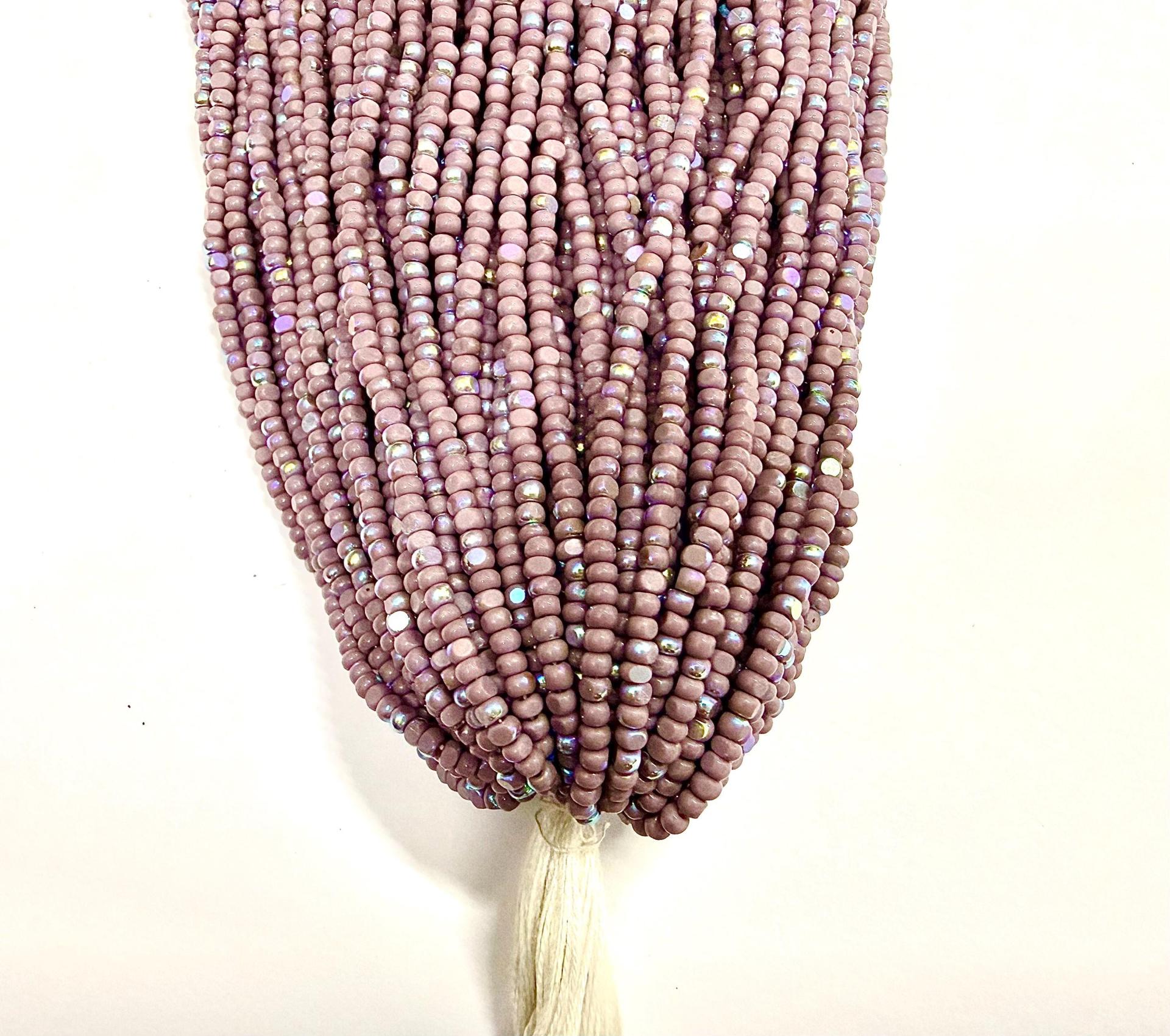 11/0 Charlotte Cut Seed Beads: Patina Opaque Light Purple Aurore Boreale