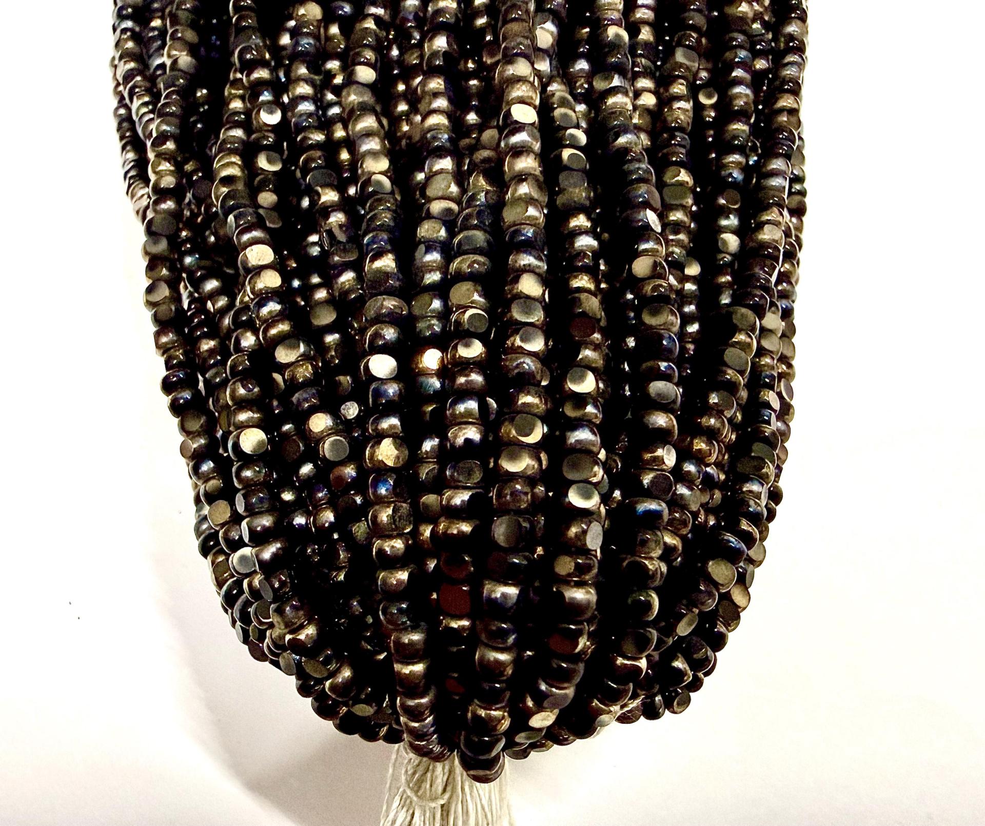 Jet Black Nut Charlotte Cut Seed Beads, 8/0 Hanks