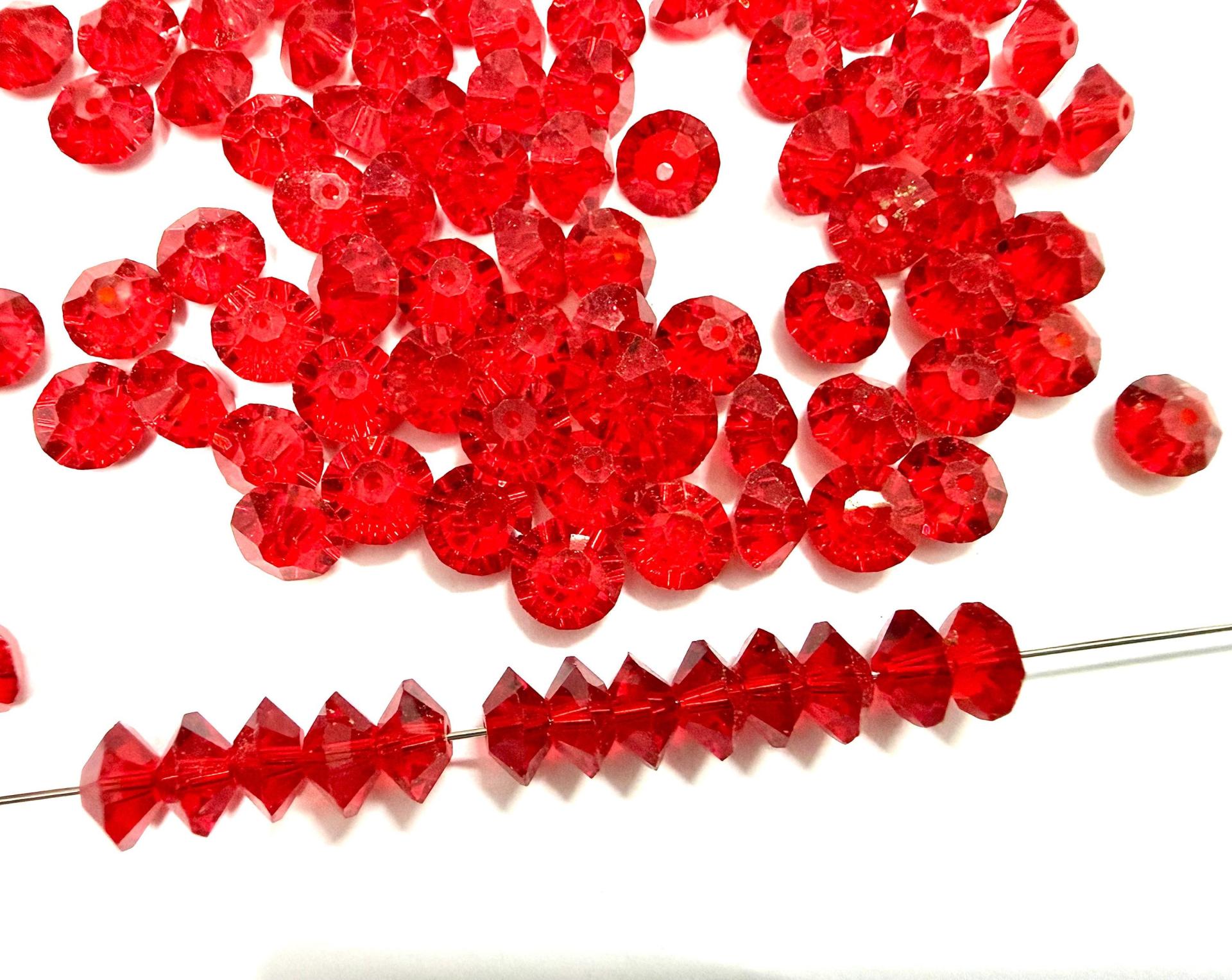 Vintage Swarovski Bicone Beads, Light Siam 6x4mm