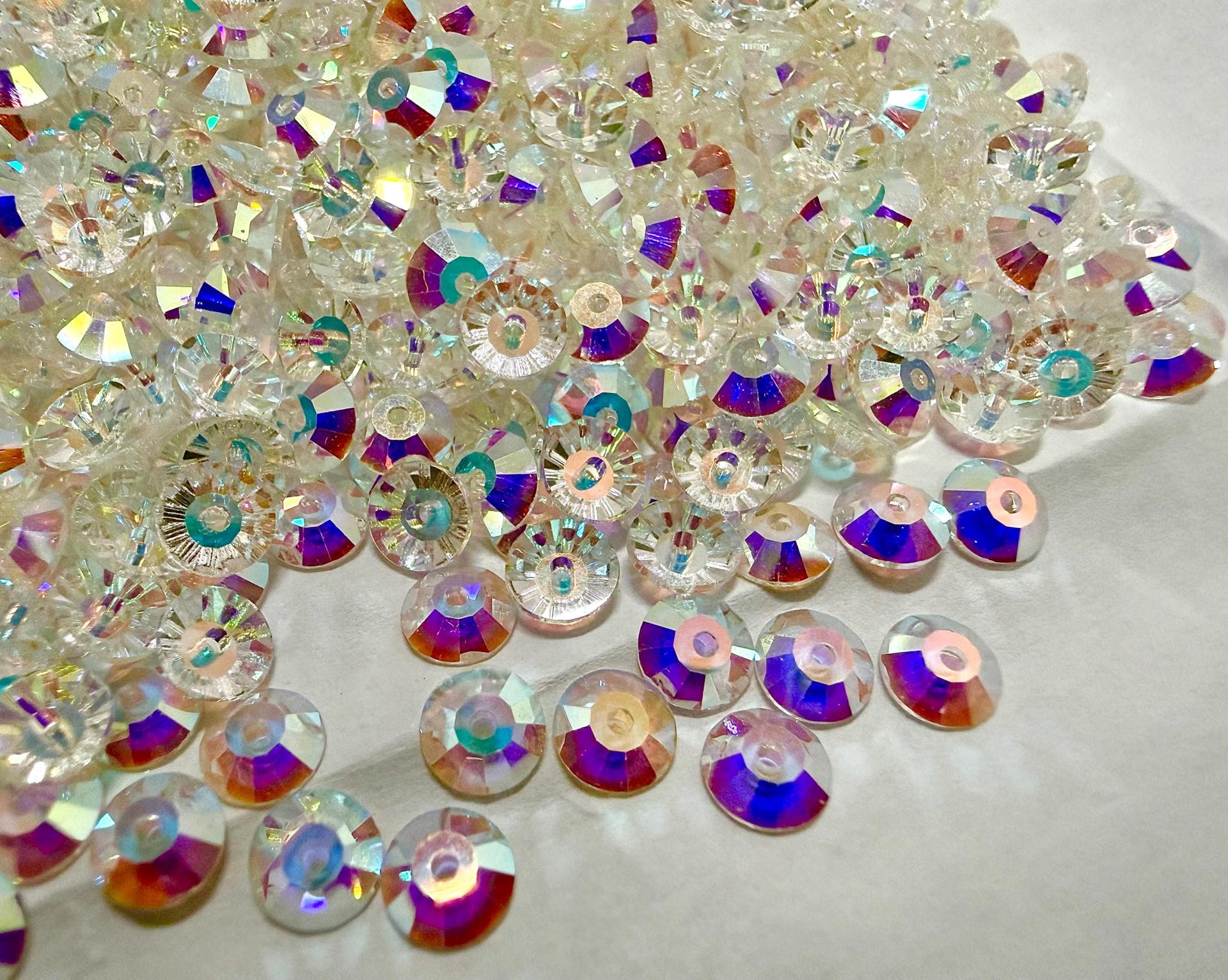 5mm Preciosa Loch Rose Viva12 Crystal AB unfoiled: Sew-On Stones for Sewing, Czech Glass Crystals, Genuine Preciosa