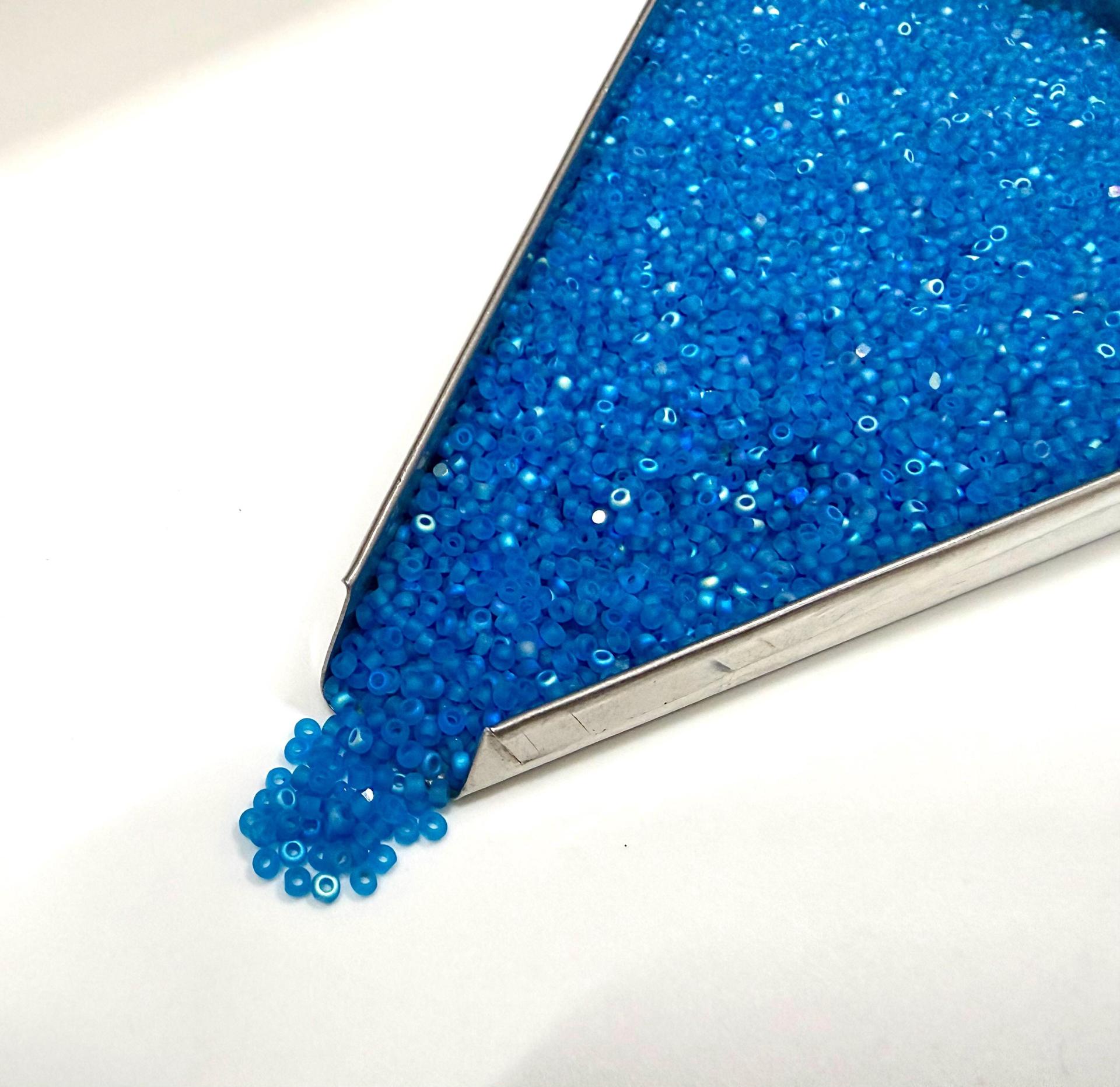 11/0 Charlotte Cut Beads, Patina Matt Dark Aqua Aurore Boreale, Embroidery Materials