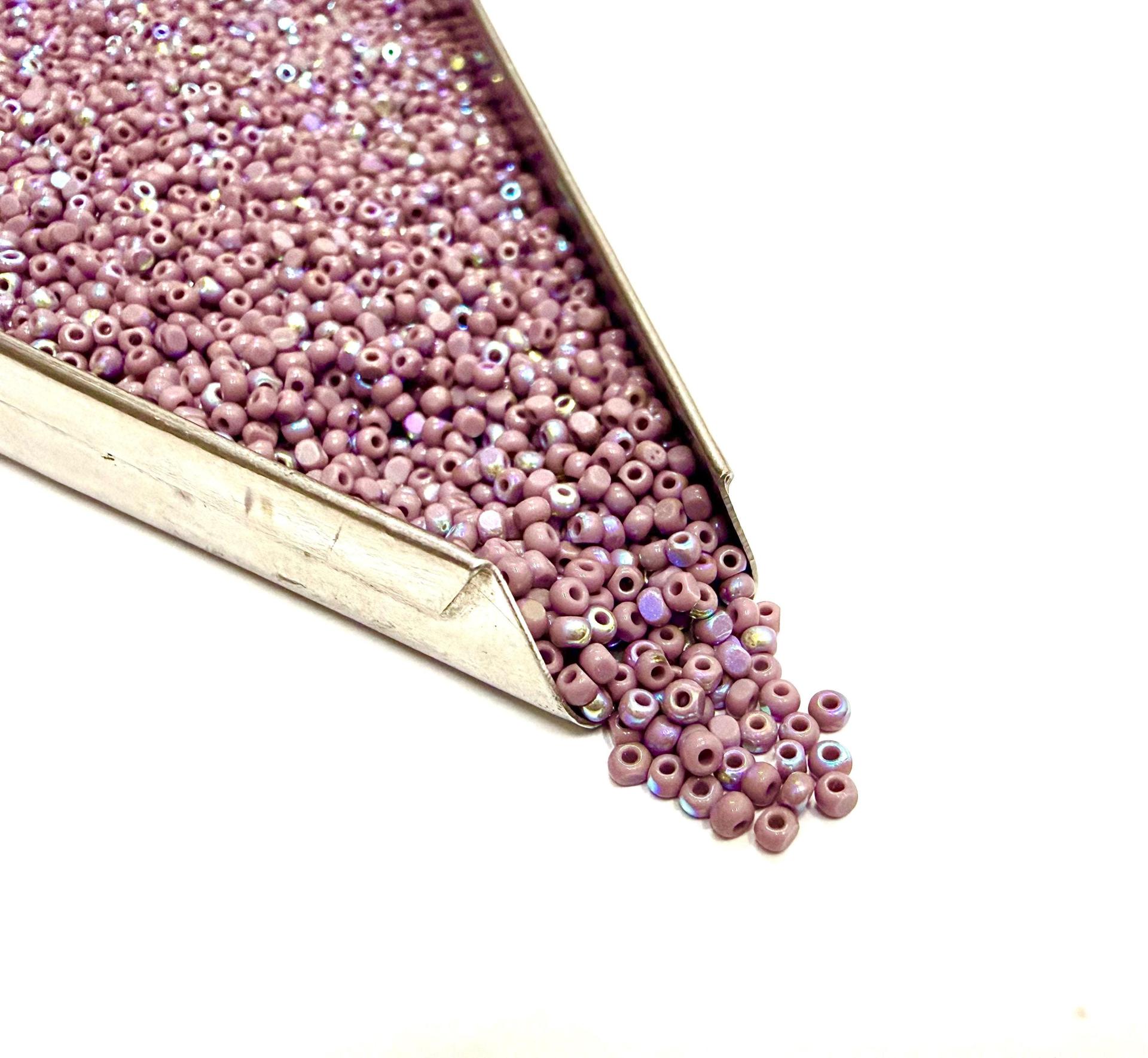 Patina Opaque Light Purple Aurore Boreale Charlotte Cut Beads, 11/0