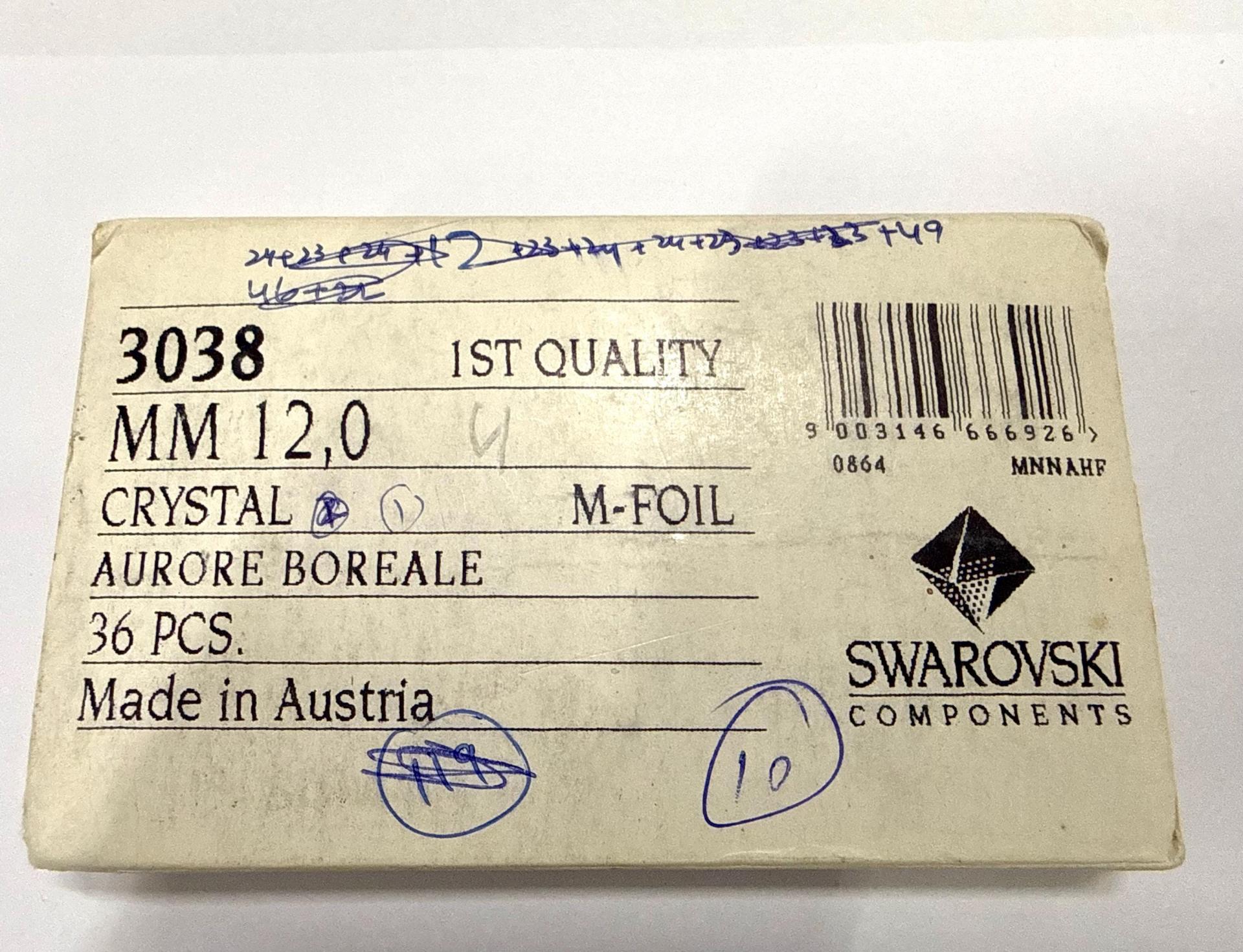 12mm Swarovski Crystal Aurore Boreale Triangle Button, Vintage Austrian Crystals (3038)