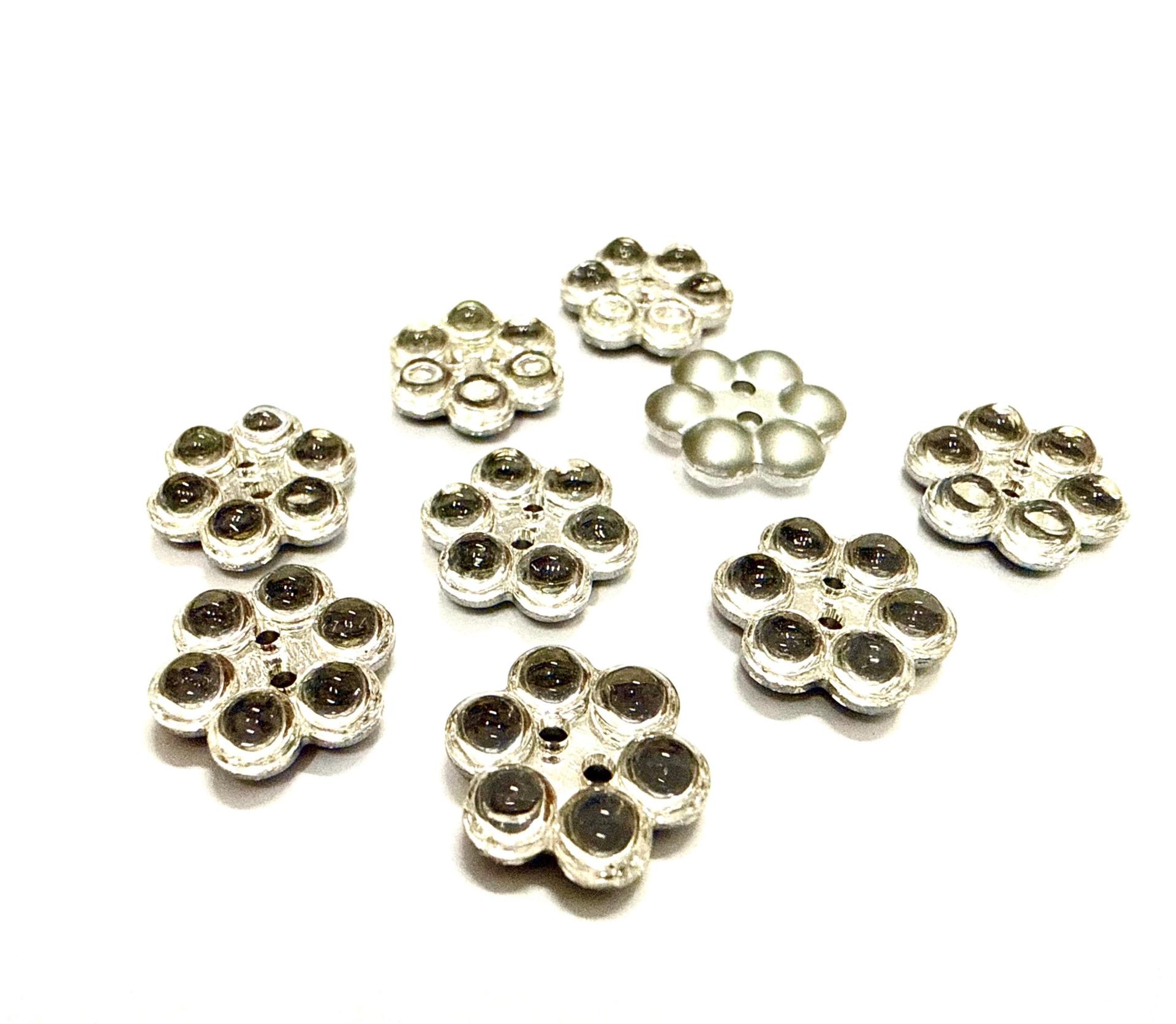 9 mm Vintage Swarovski Rare Foiled Flower Button 4 hole 2/6 pieces