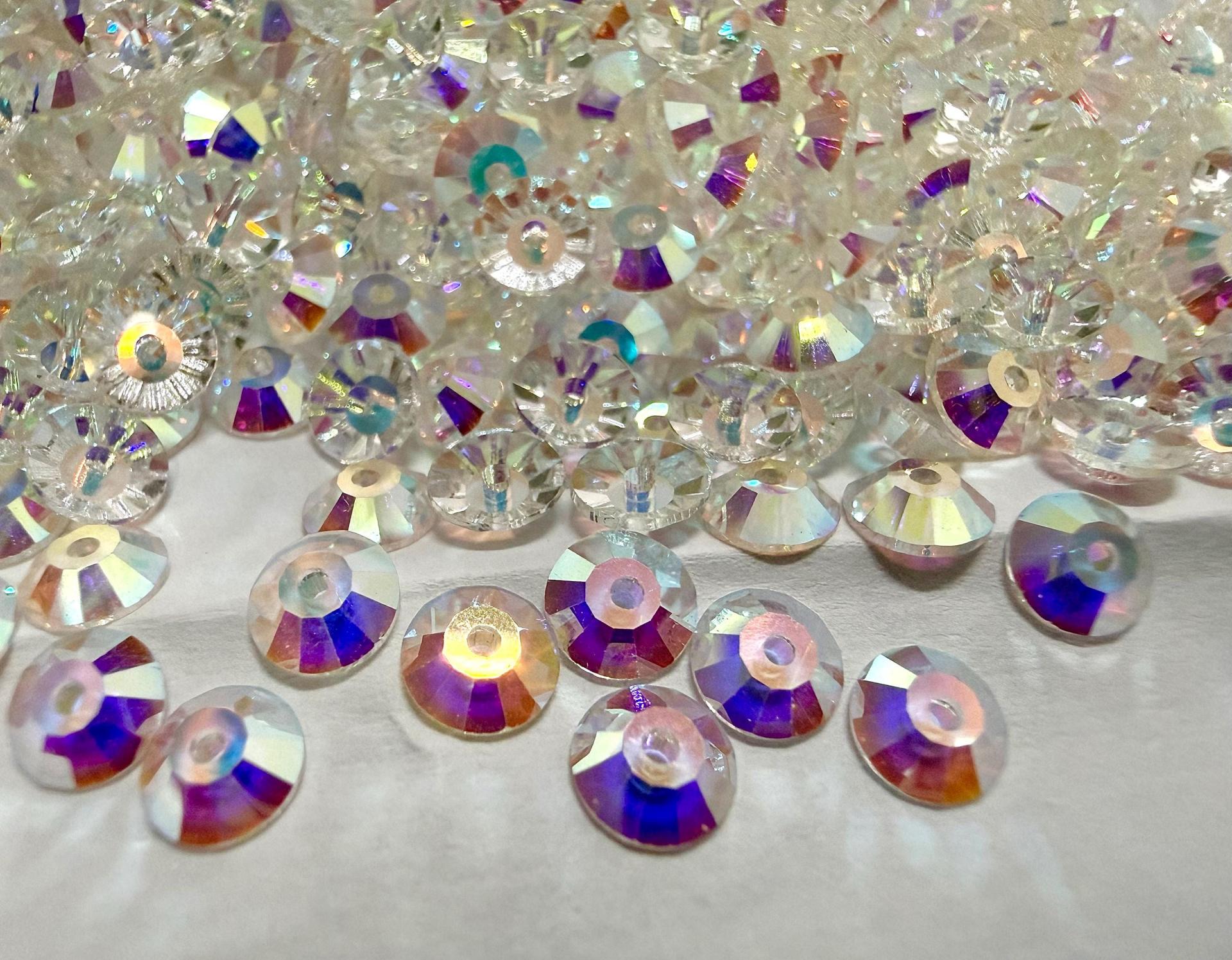 5mm Preciosa Loch Rose Viva12 Crystal AB unfoiled: Sew-On Stones for Sewing, Czech Glass Crystals, Genuine Preciosa