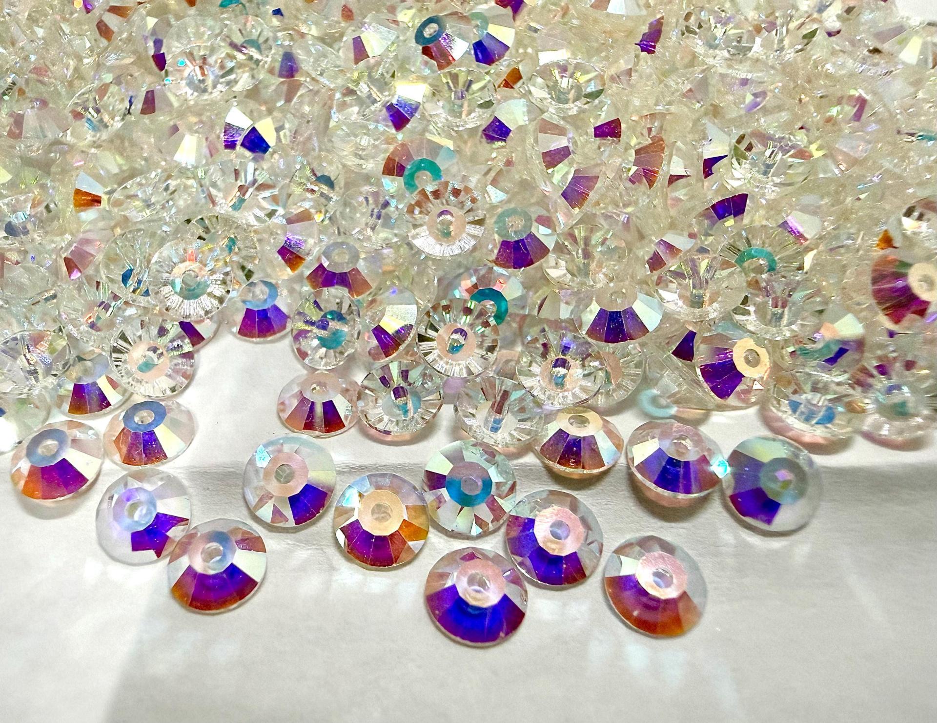 5mm Preciosa Loch Rose Viva12 Crystal AB unfoiled: Sew-On Stones for Sewing, Czech Glass Crystals, Genuine Preciosa