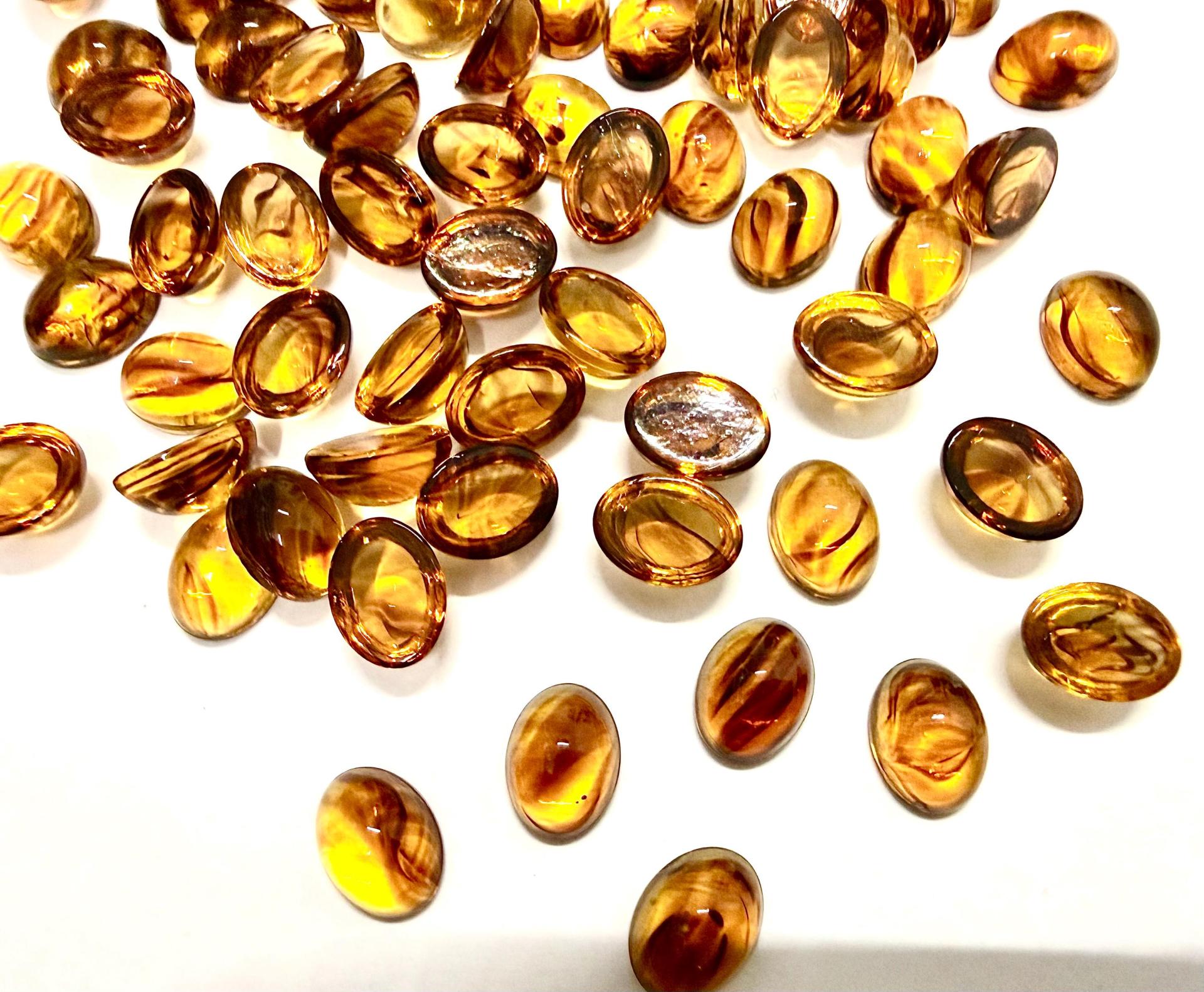 Swarovski Glass Cabochons, 8x6mm Oval Flat Backs Topaz Givre