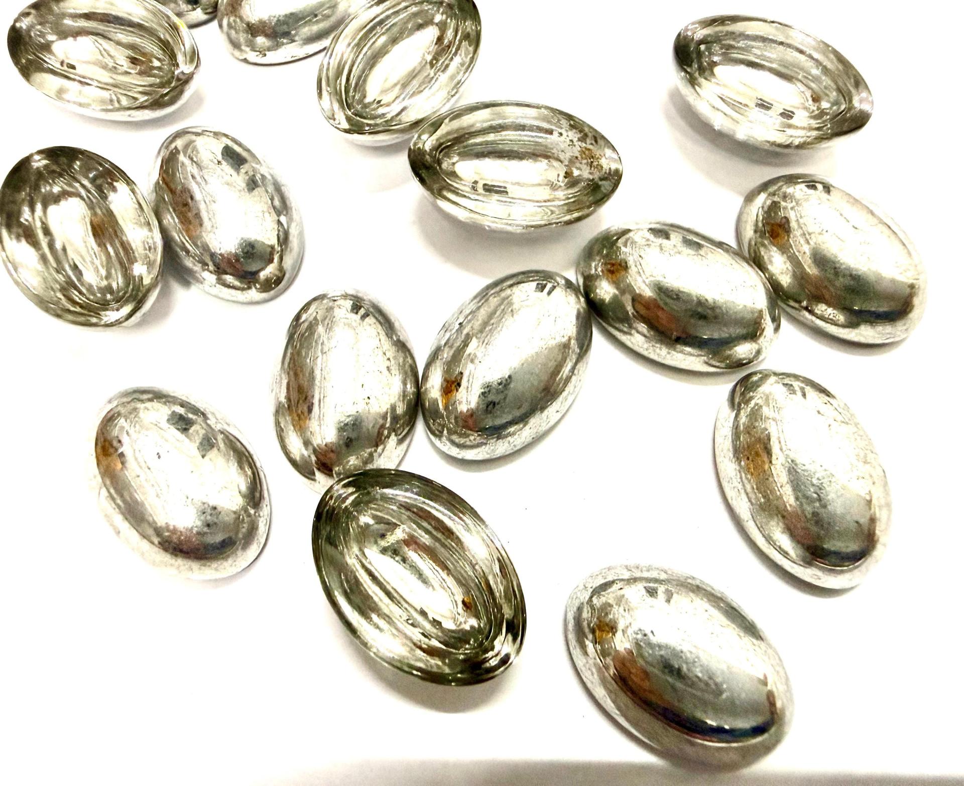 Vintage Swarovski Crystal Silver Cabochons 16x11 mm, Flat Back Oval (2/6 Pieces)