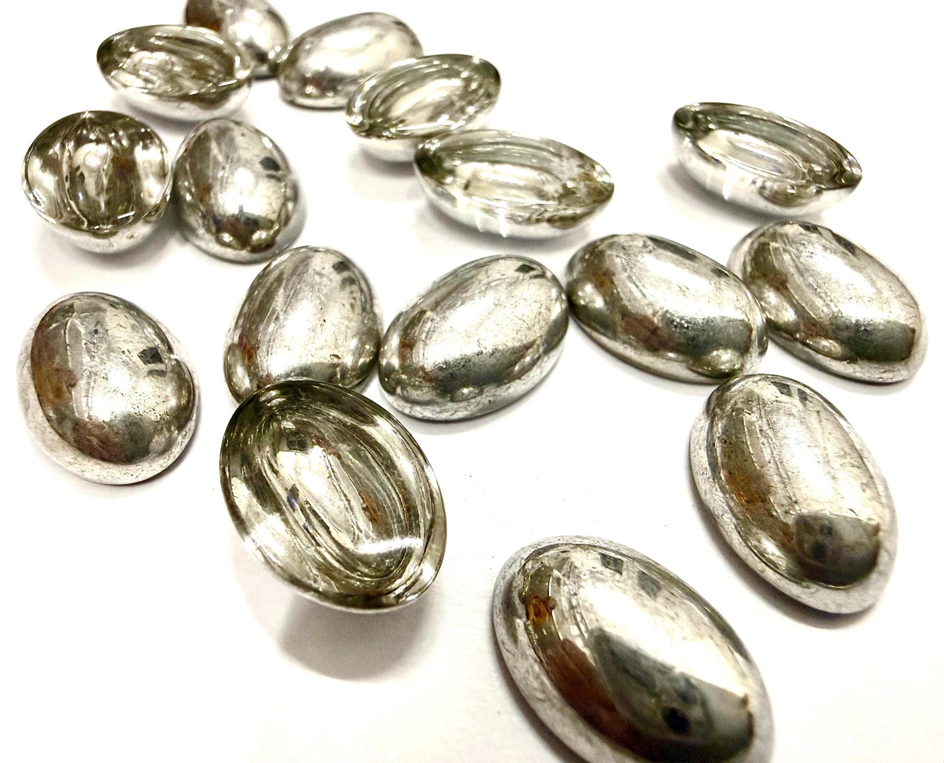 Vintage Swarovski Crystal Silver Cabochons 16x11 mm, Flat Back Oval (2/6 Pieces)